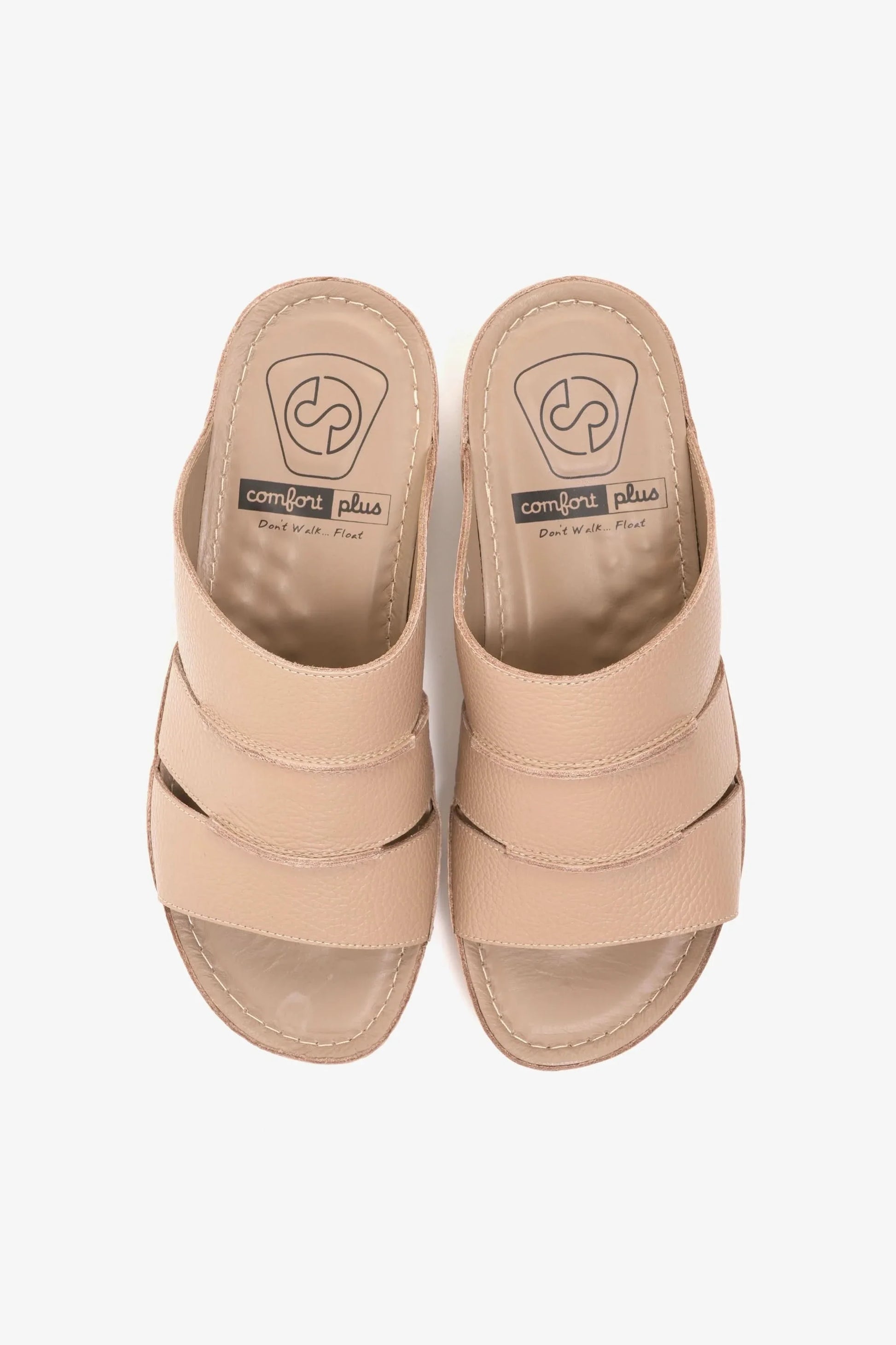 Comfort Plus Men's Leather Slide Sandals Sand MSDCP6614