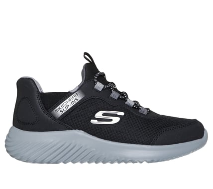 SKECHERS BOUNDER SLIP-ON ATHLETIC SHOES - BLACK/CHARCOAL