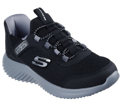 SKECHERS BOUNDER SLIP-ON ATHLETIC SHOES - BLACK/CHARCOAL