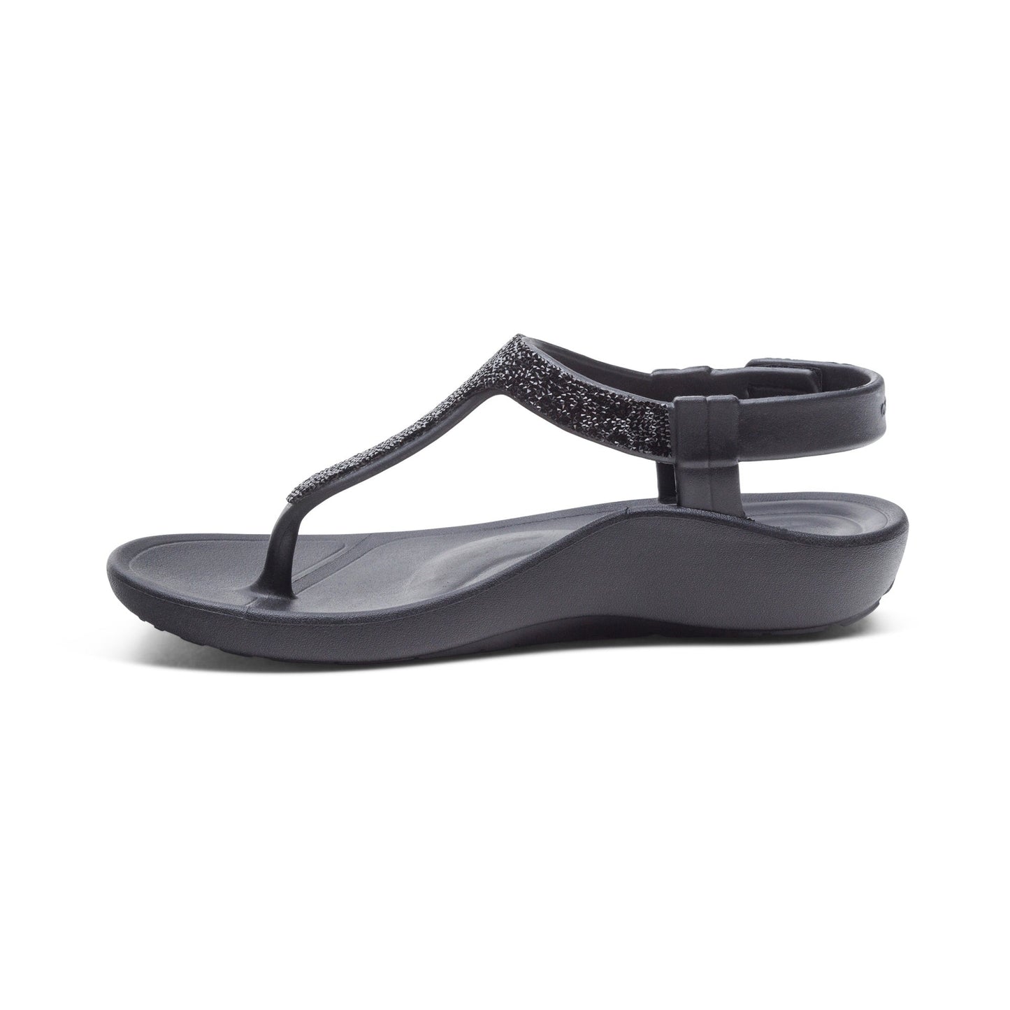 Aetrex Skyler Women's Thong Sandal Black Embellished