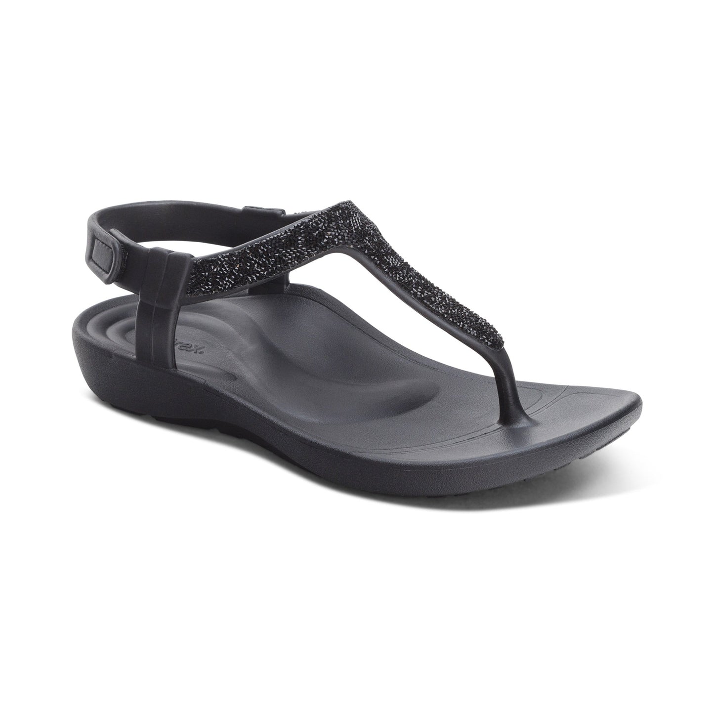 Aetrex Skyler Women's Thong Sandal Black Embellished