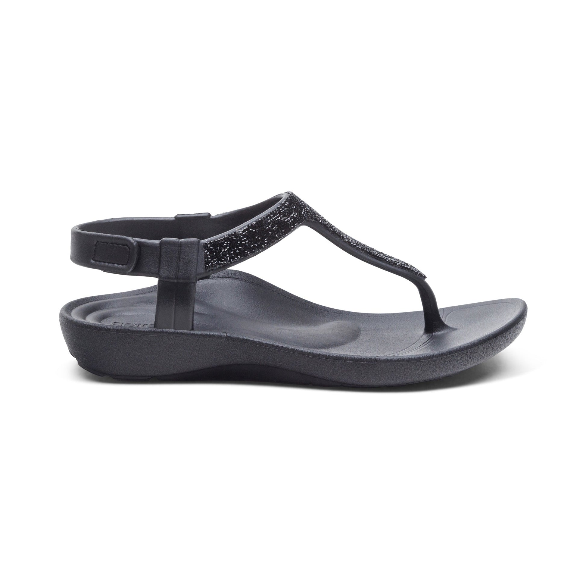 Aetrex Skyler Women's Thong Sandal Black Embellished