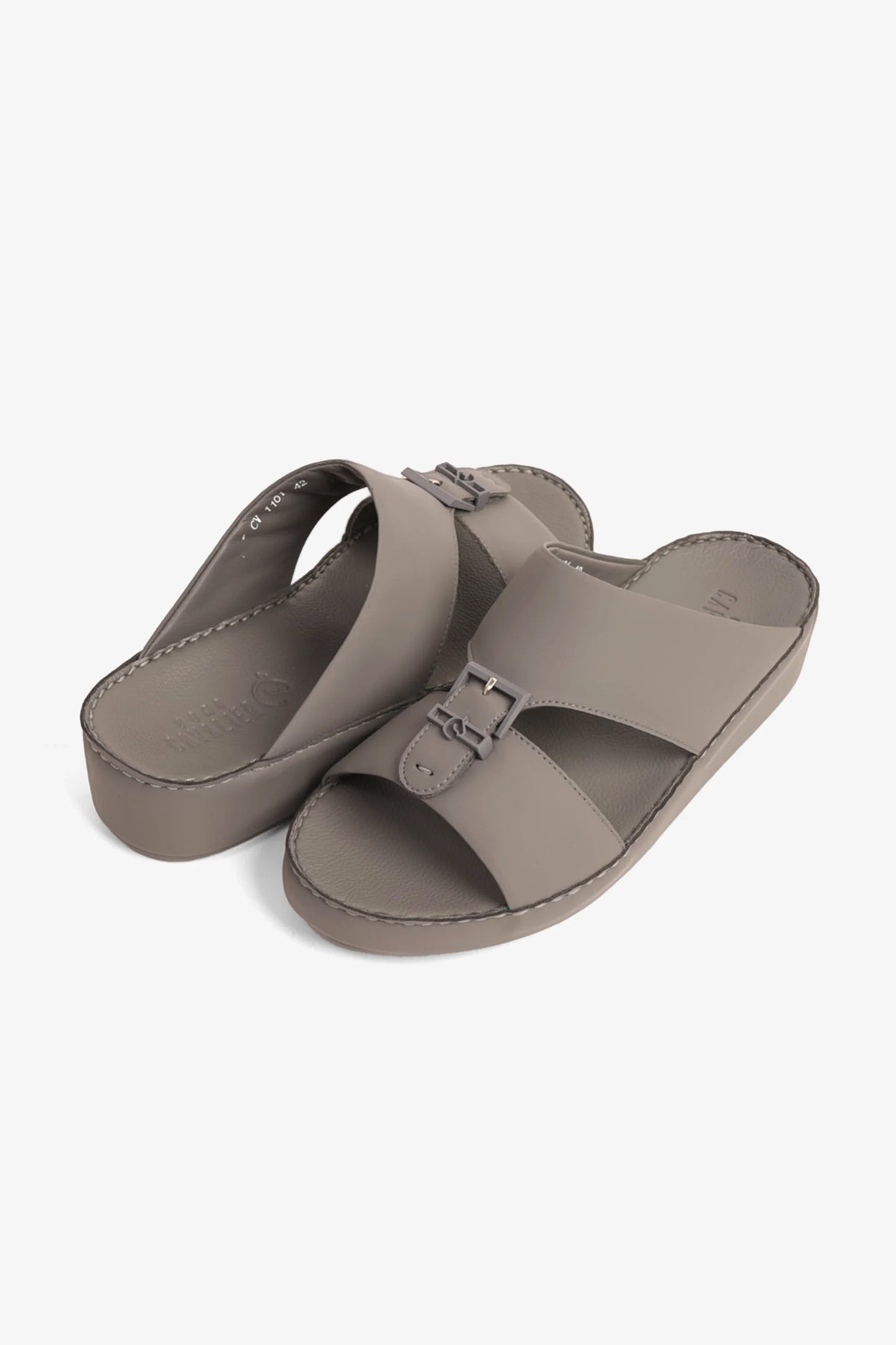 Cavalier Uomo Men's Embossed Leather Handstitched Arabic Sandals Grey MSDCV1101