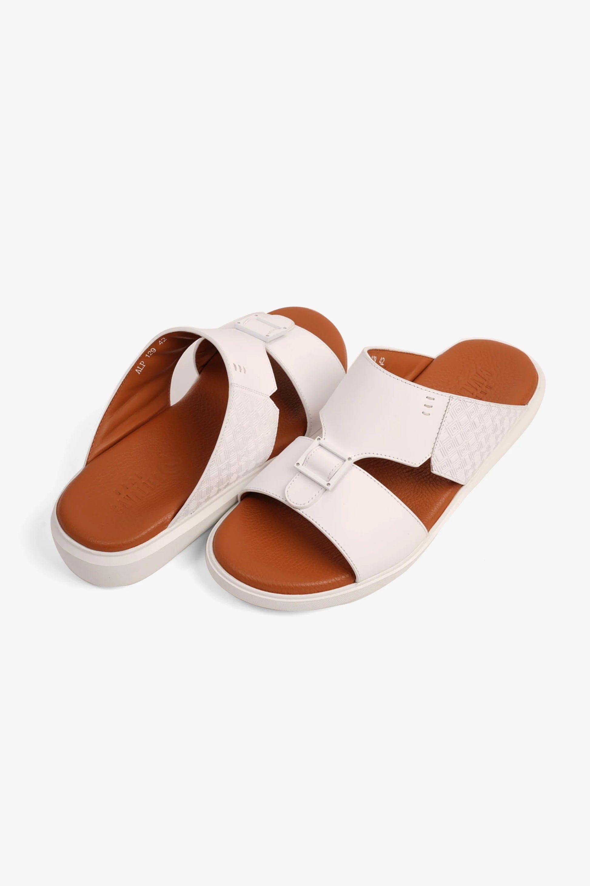 Cavalier Uomo Men's Textured Sole Arabic Sandals White MSDCVALP129