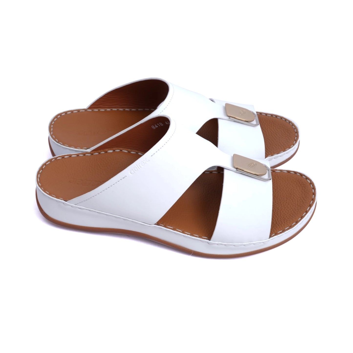 MATTE LEATHER SLIM ICONIC AETREX ARABIC SANDAL WHITE