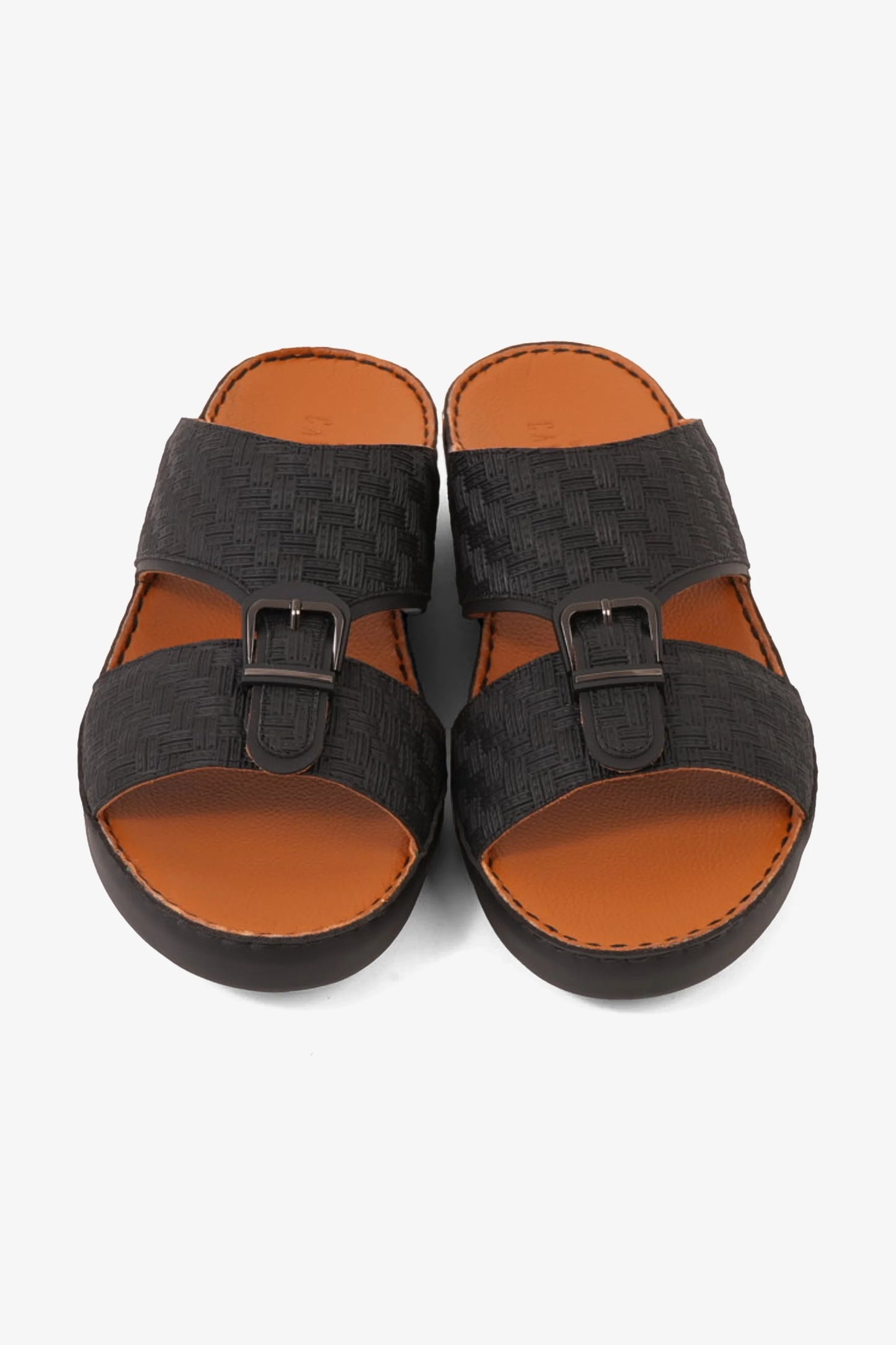 Cavalier Uomo Men's Premium Leather Arabic Sandals Black MSDCV1114