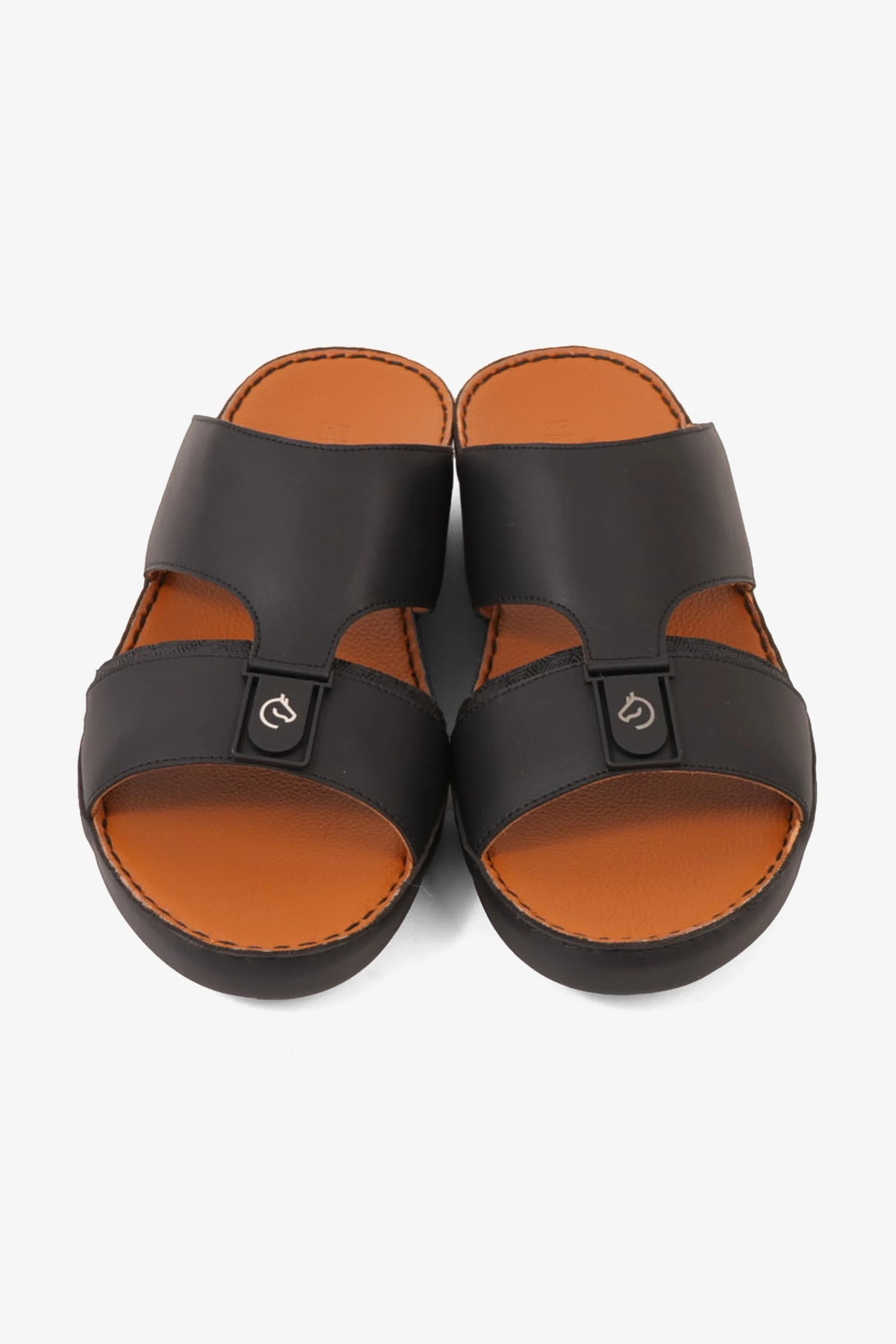 Cavalier Uomo Men's Premium Leather Arabic Sandals Black MSDCV1113