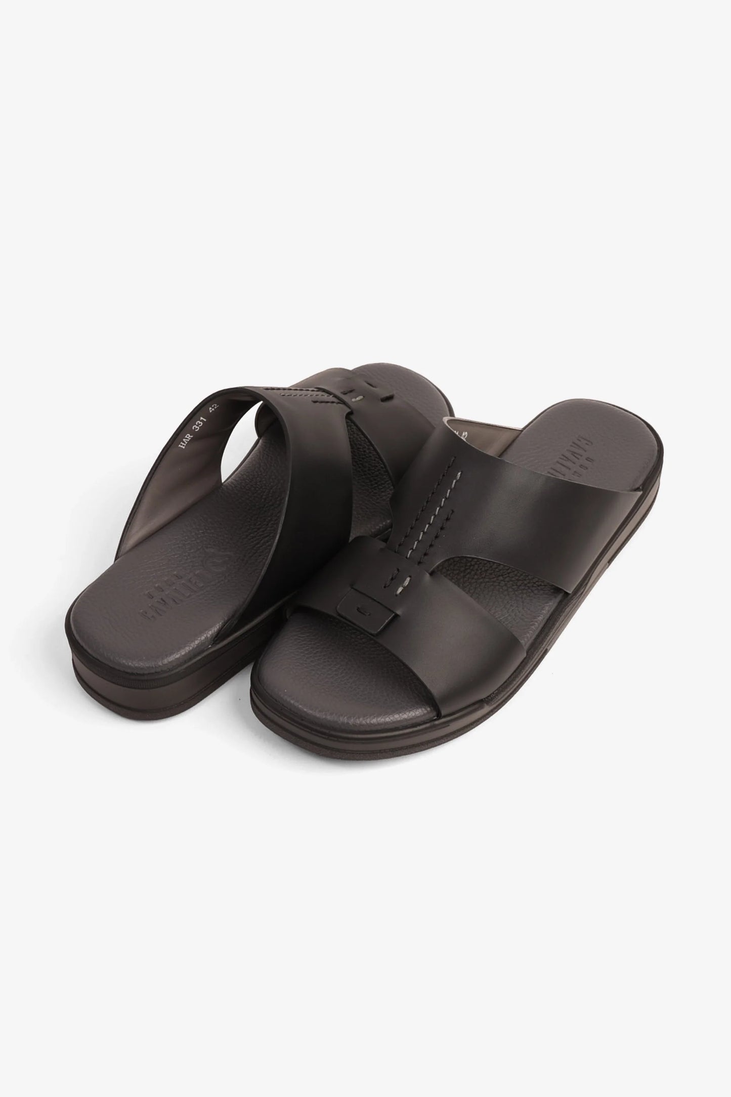 Cavalier Uomo Men's Leather Sandals Black MSDCVHAR331