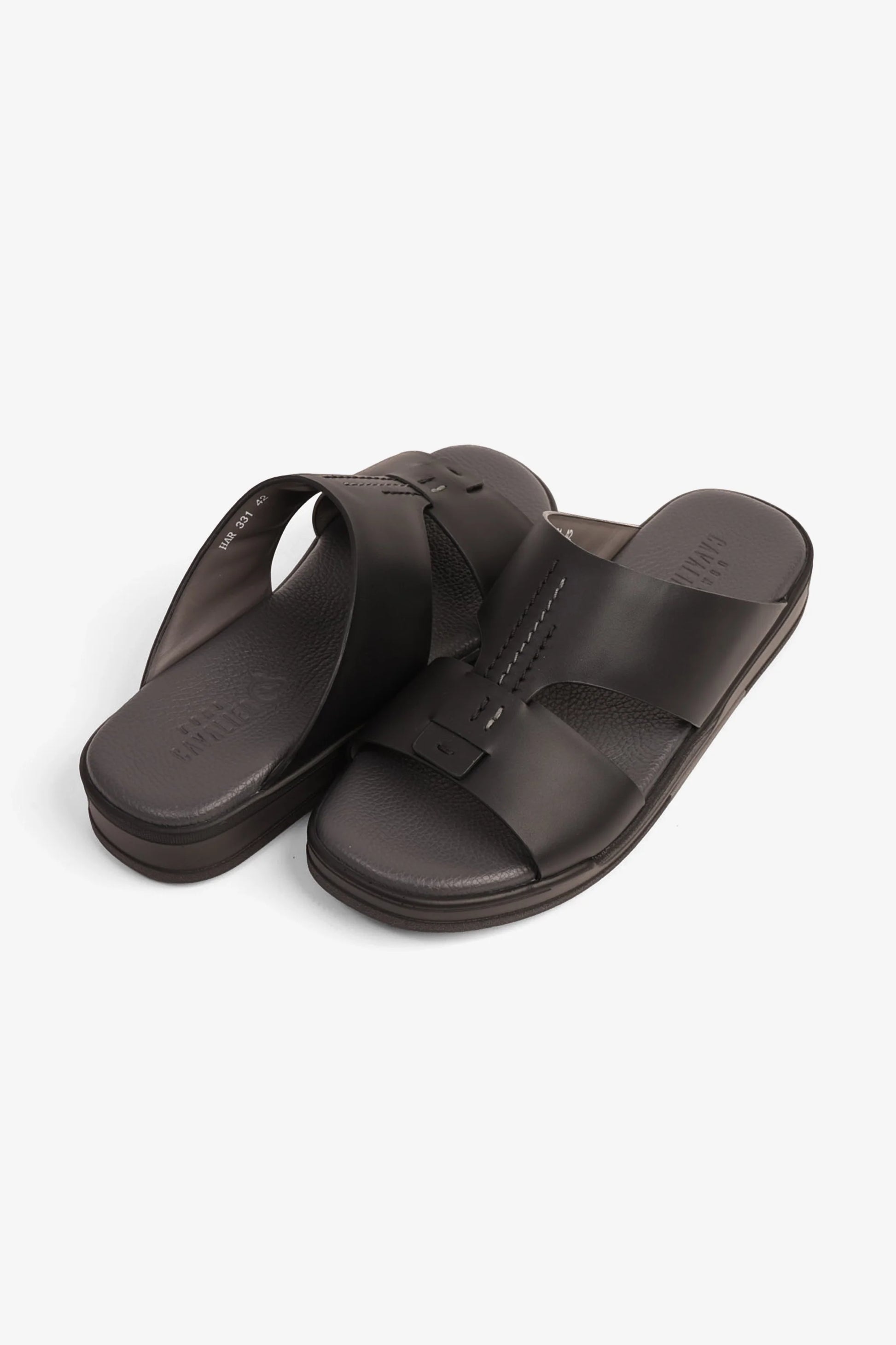 Cavalier Uomo Men's Leather Sandals Black MSDCVHAR331