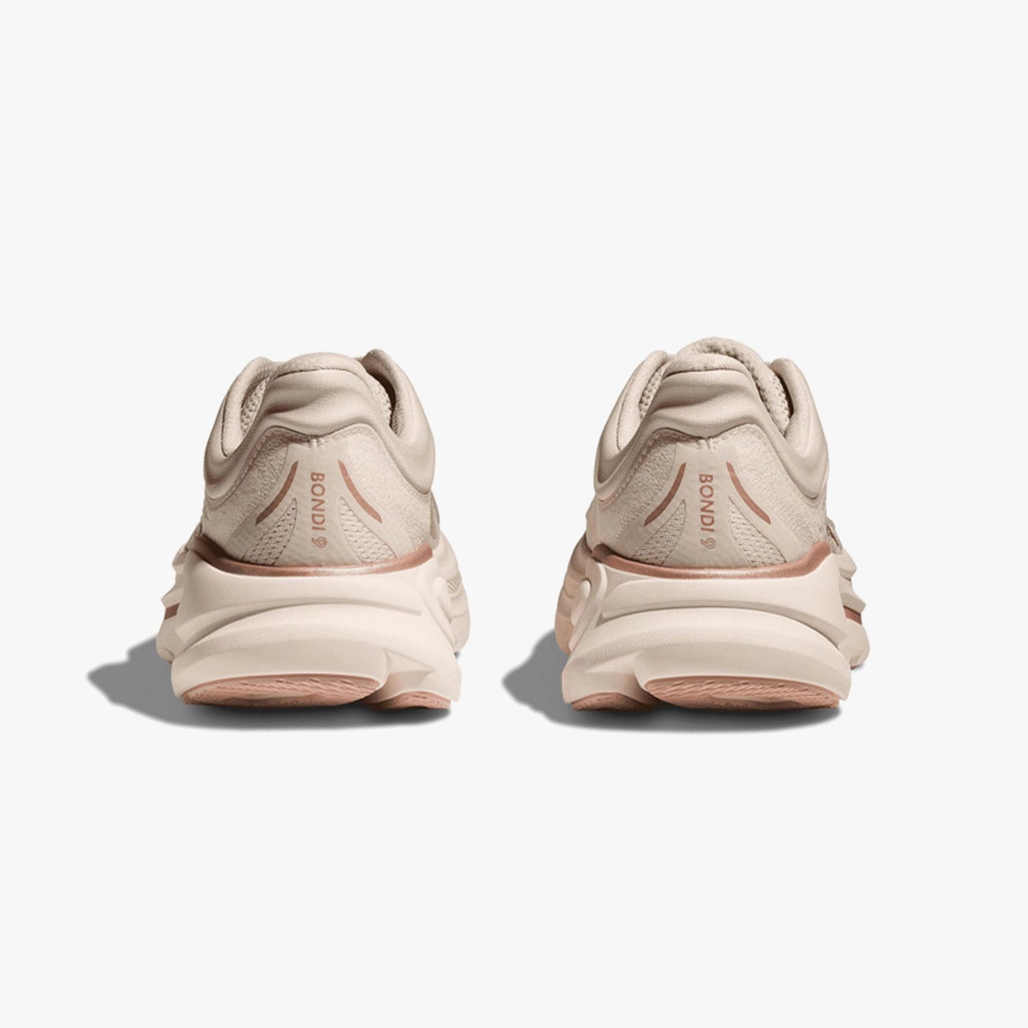 HOKA WOMENS BONDI 9 ROAD RUNNINGOAT MILK / ROSE GOLD