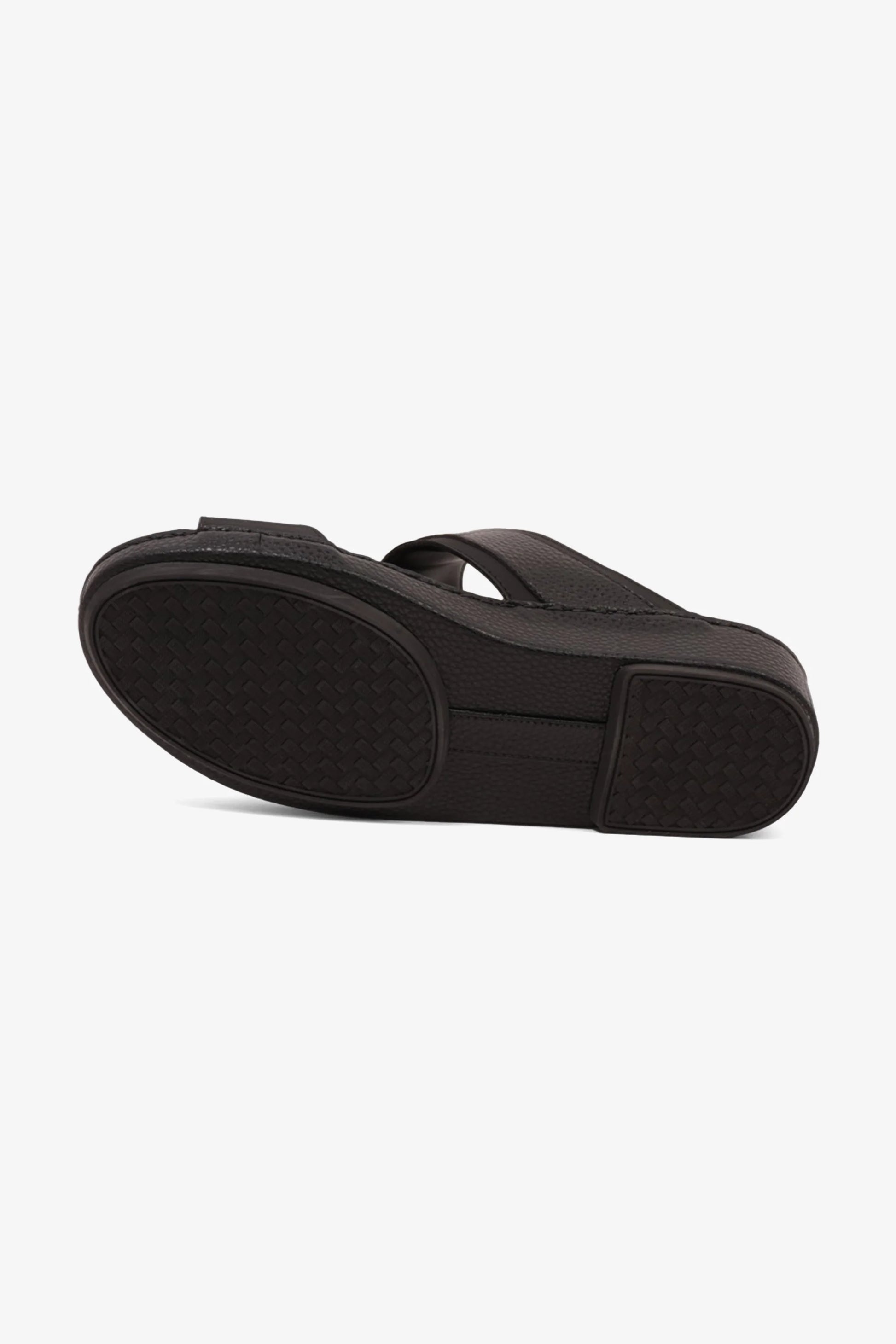 Comfort Plus Men's Footbed Leather Arabic Sandals Black MSDCP8011