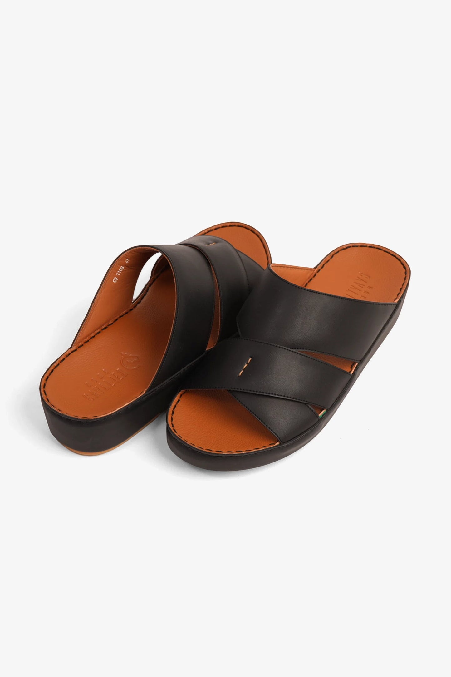 Cavalier Uomo Men's Leather Arabic Sandals Black MSDCV1108