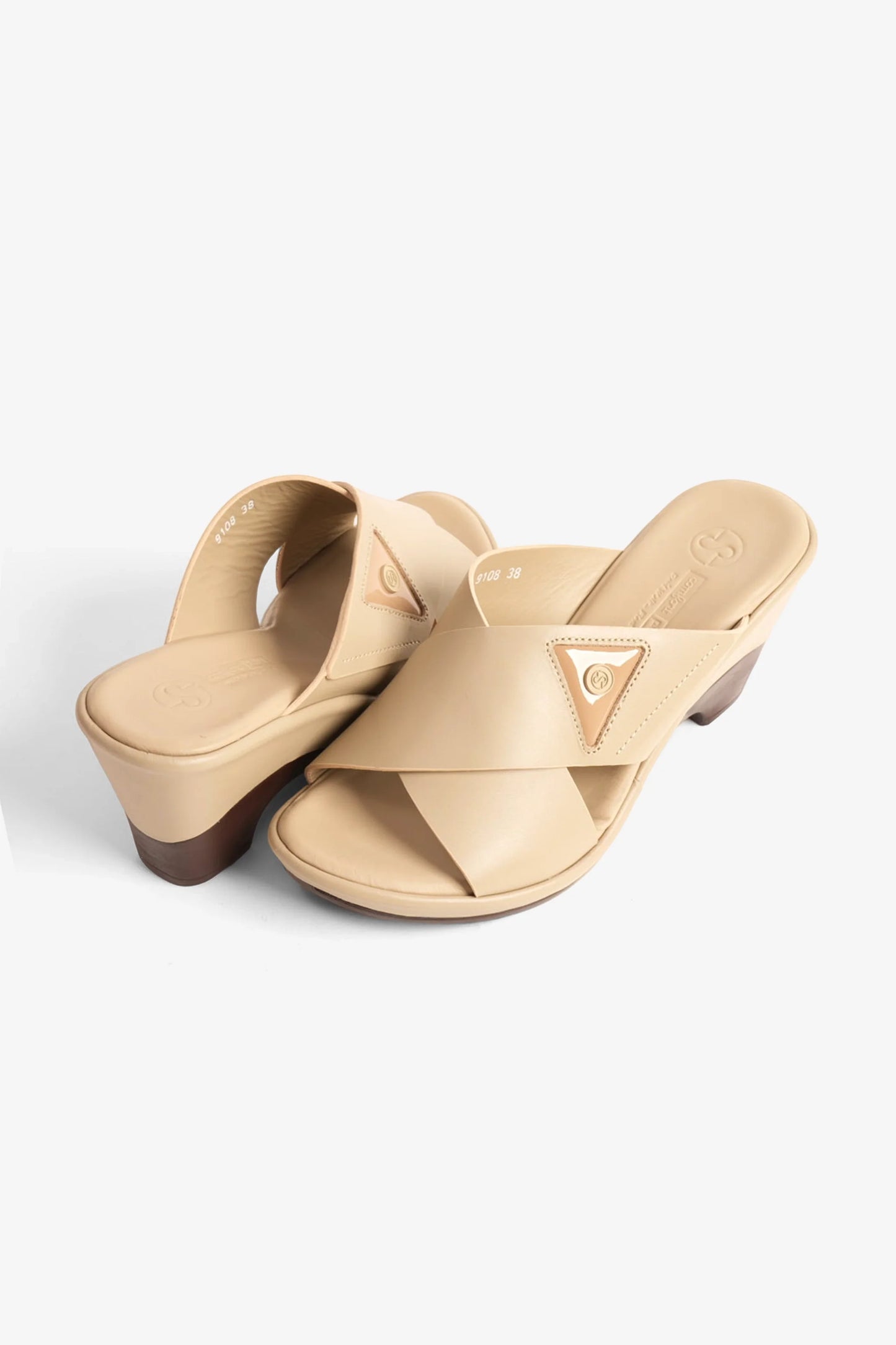 Comfort Plus Women's Cross-Strap Slide Sandals Beige LSDCP9108