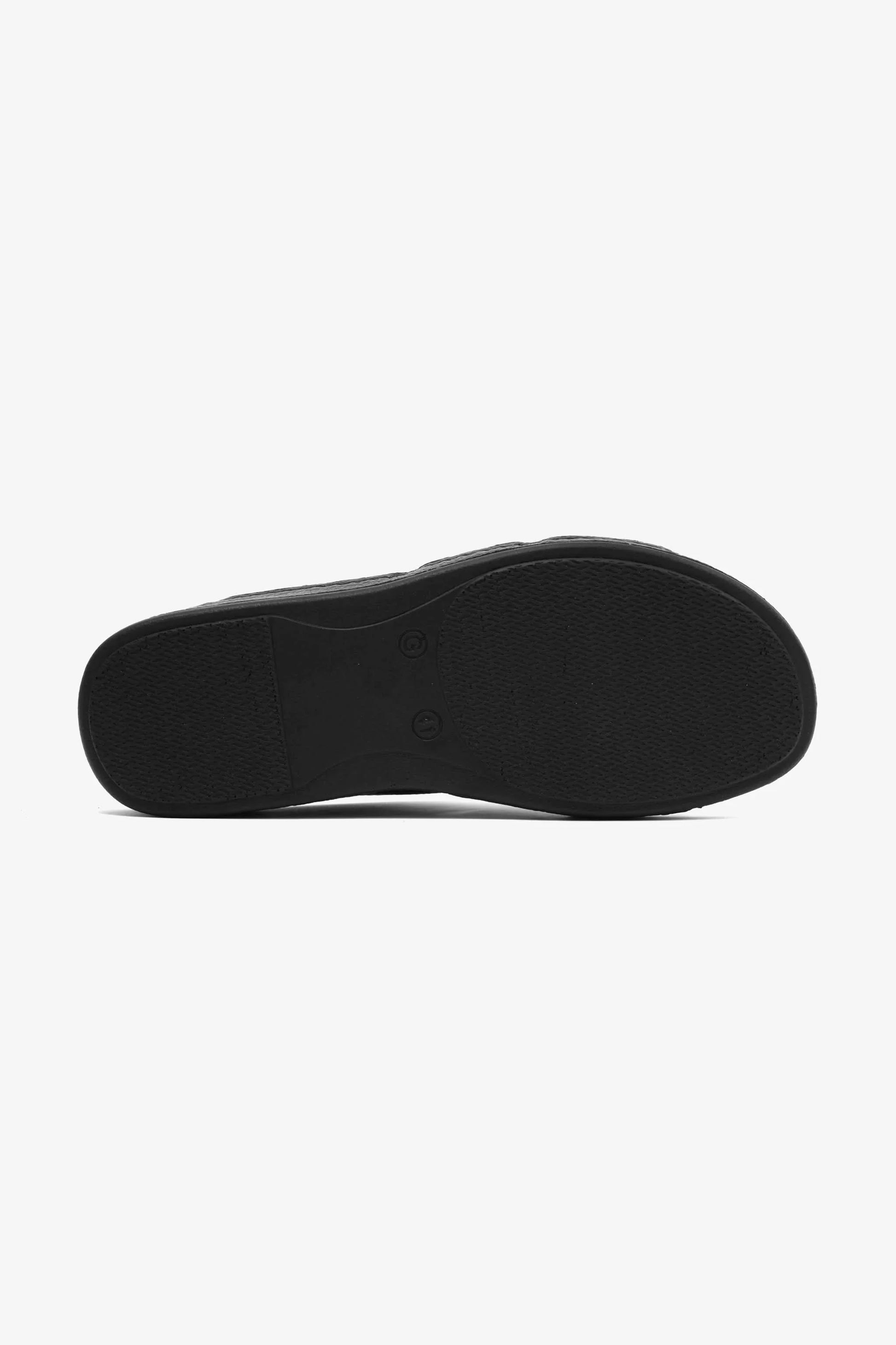 Comfort Plus Men's Leather Slide Sandals Black MSDCP6614