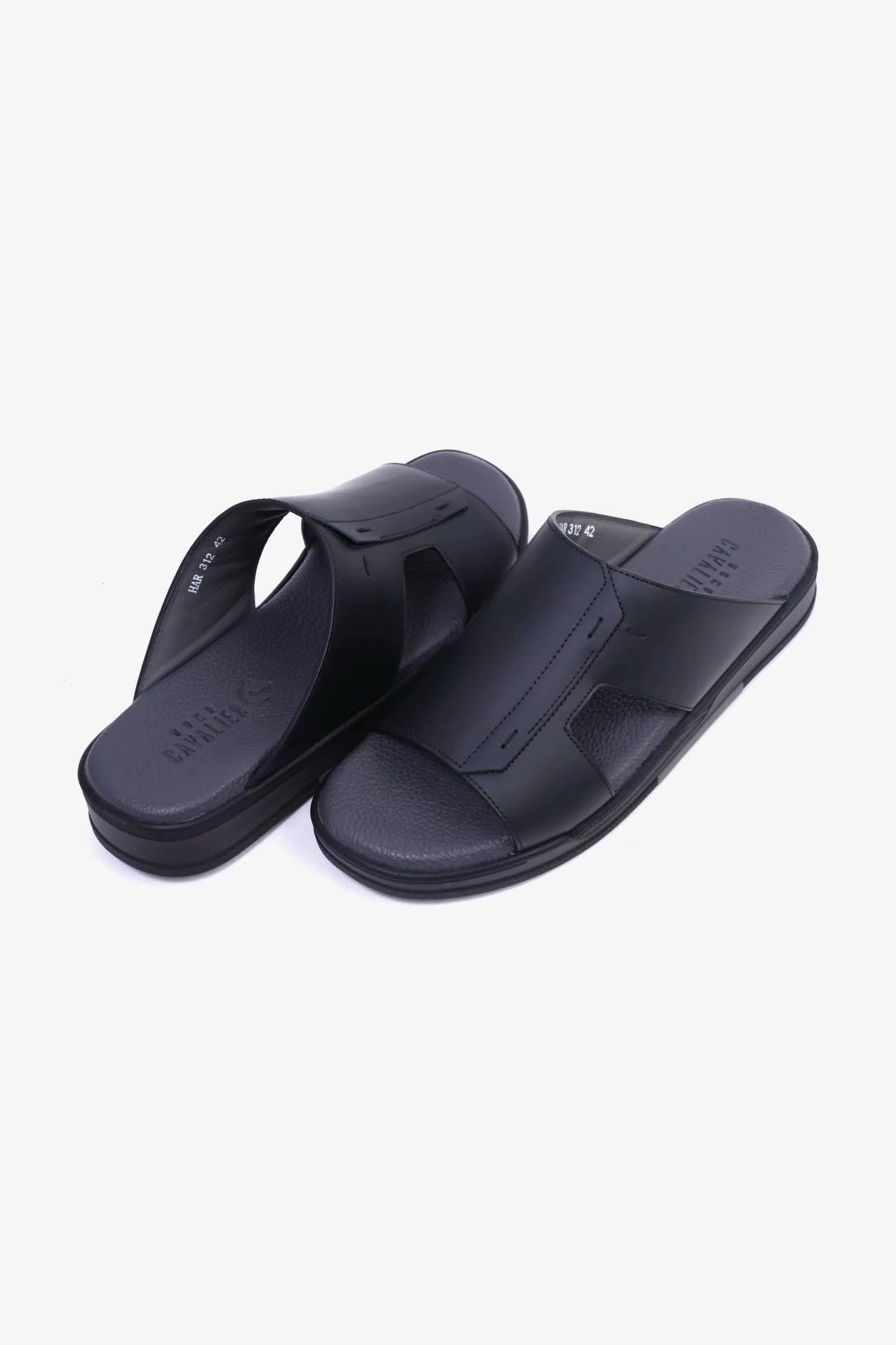Cavalier Uomo Men's Leather Slide Sandals Black MSDCVHAR312