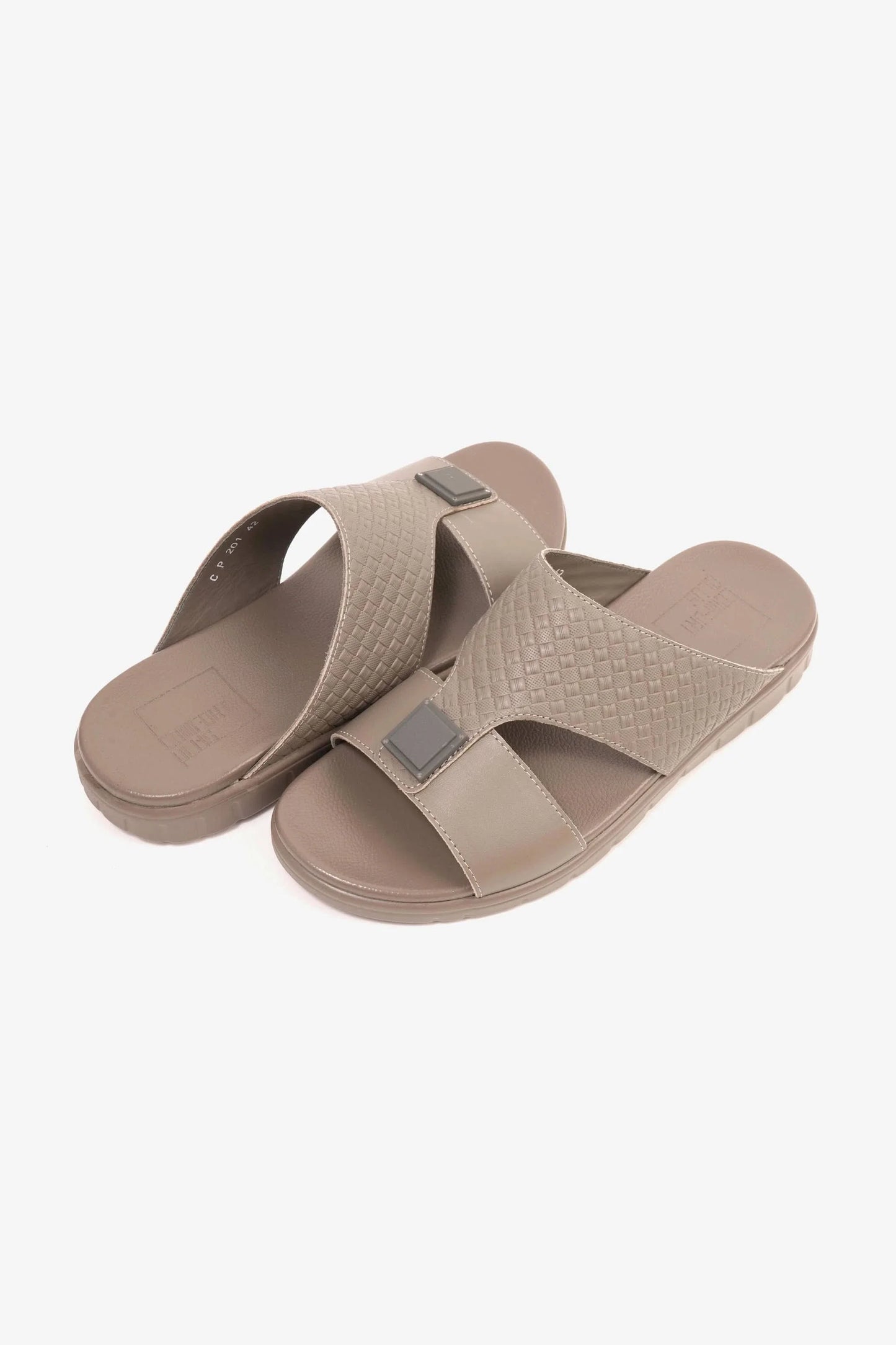 Comfort Plus Men's Embossed Leather Arabic Sandals Stone MSDCP201