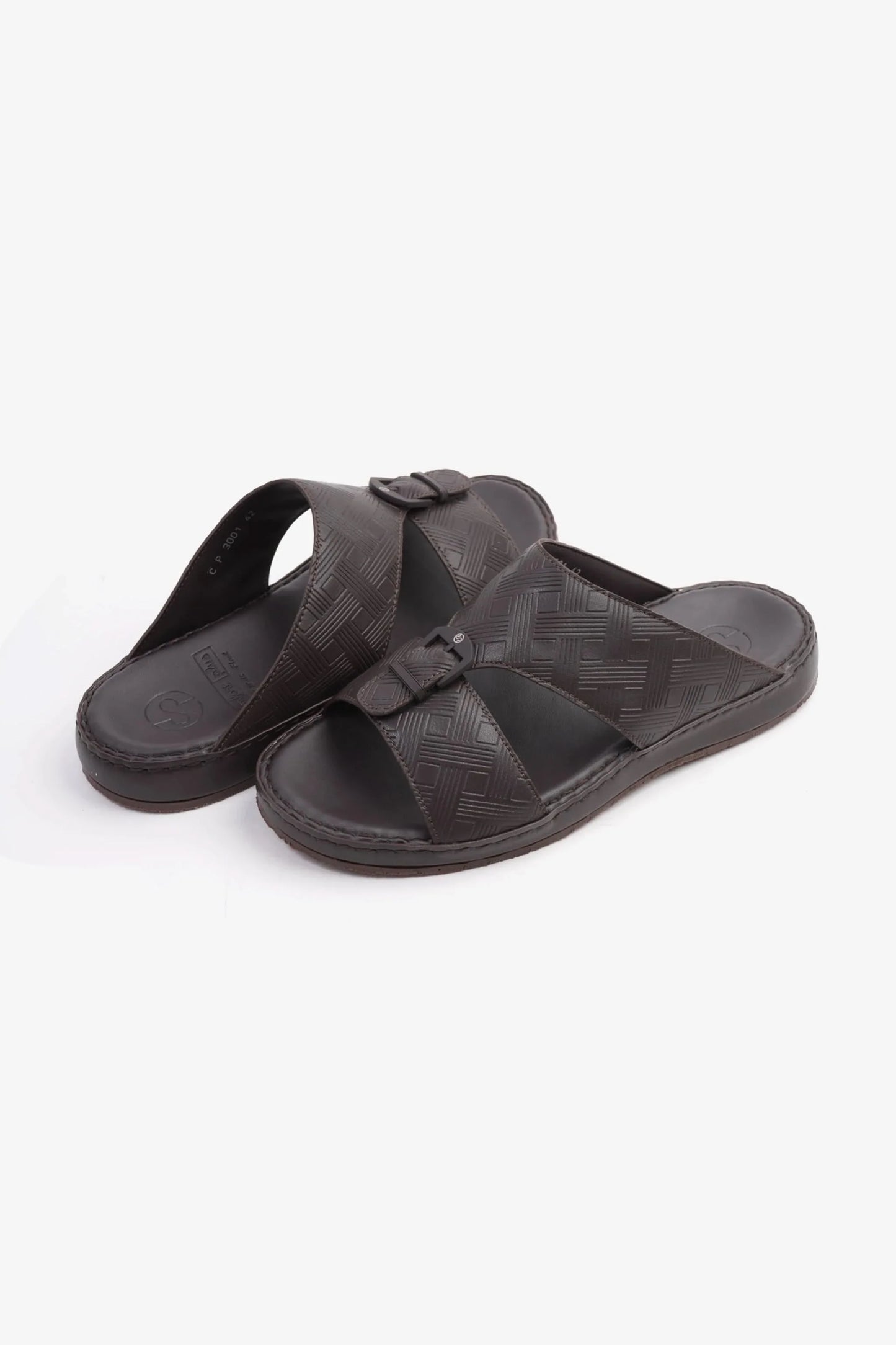 Comfort Plus Men's Embossed Arabic Leather Sandals Brown MSDCP3001
