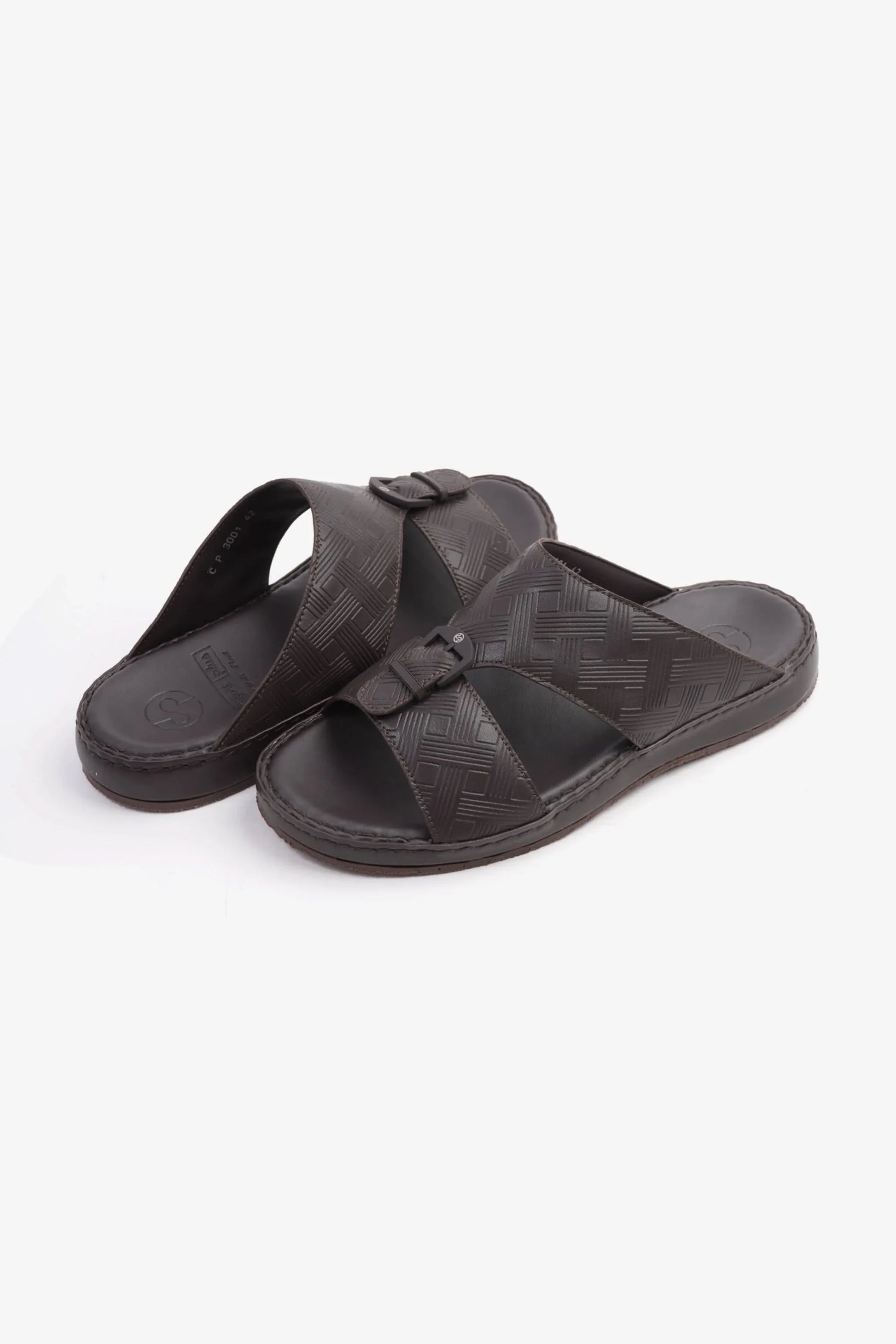 Comfort Plus Men's Embossed Arabic Leather Sandals Brown MSDCP3001