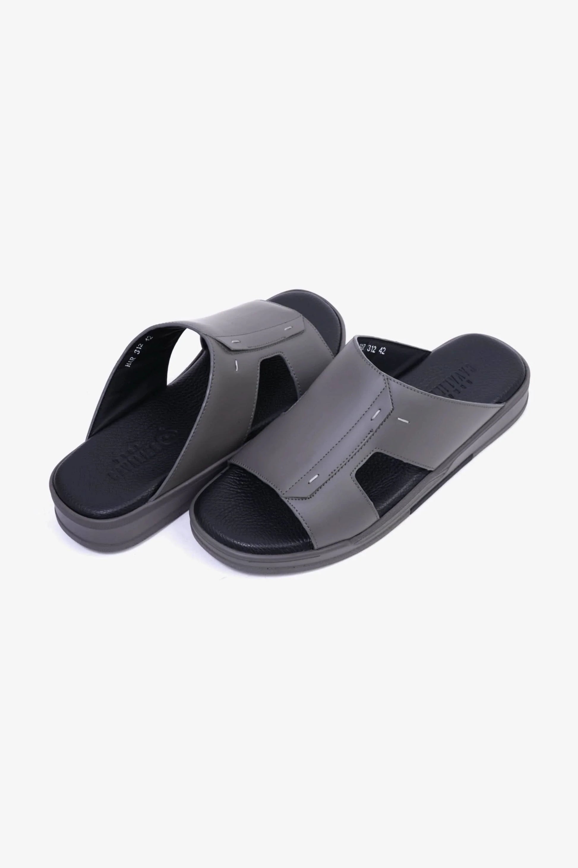 Cavalier Uomo Men's Leather Slide Sandals Grey MSDCVHAR312