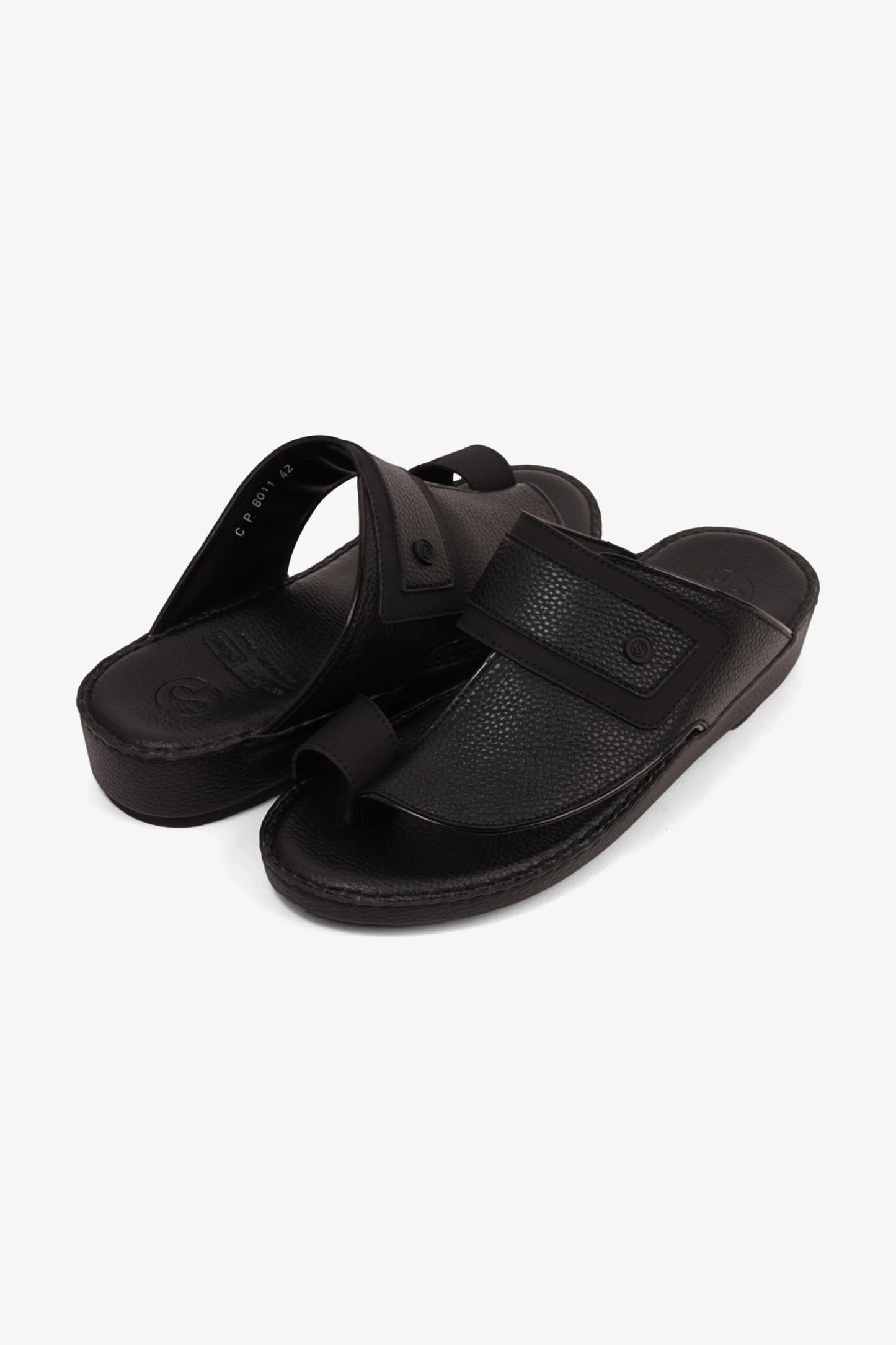 Comfort Plus Men's Footbed Leather Arabic Sandals Black MSDCP8011