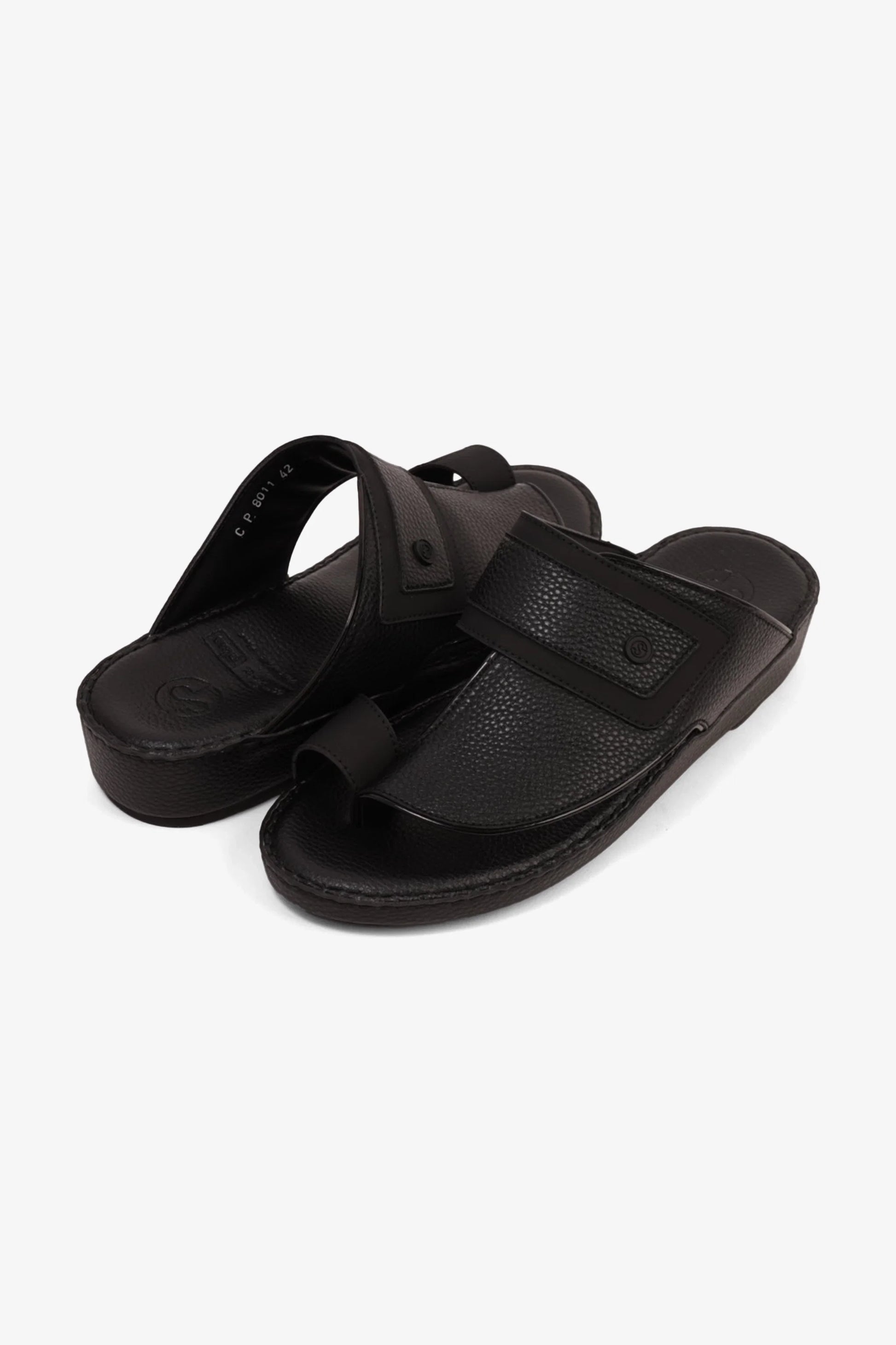 Comfort Plus Men's Footbed Leather Arabic Sandals Black MSDCP8011