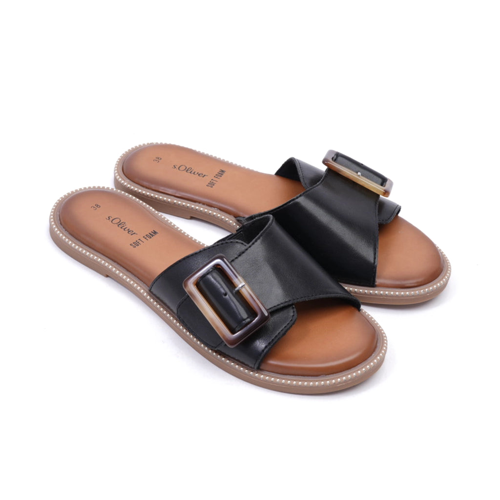 S. Oliver Soft Foam Buckle Sandals Black