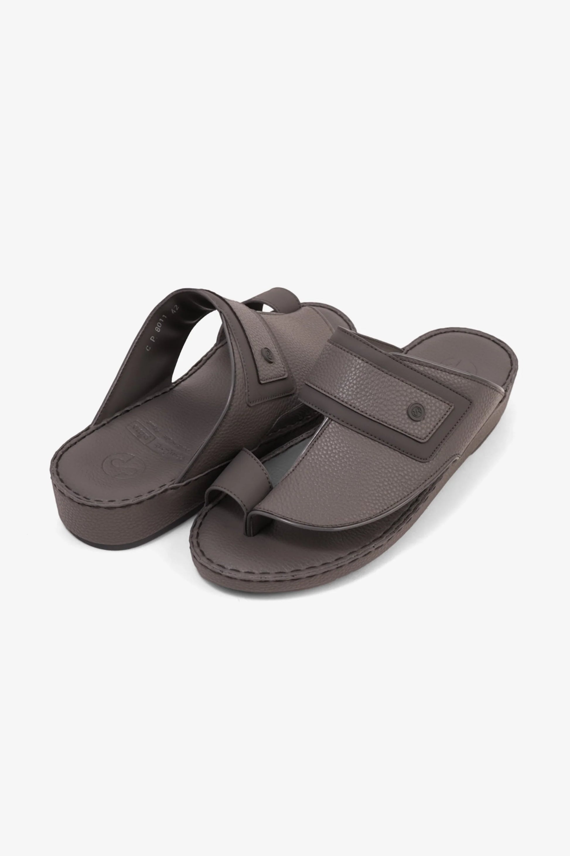 Comfort Plus Men's Textured Leather Sandals Grey MSDCP8011