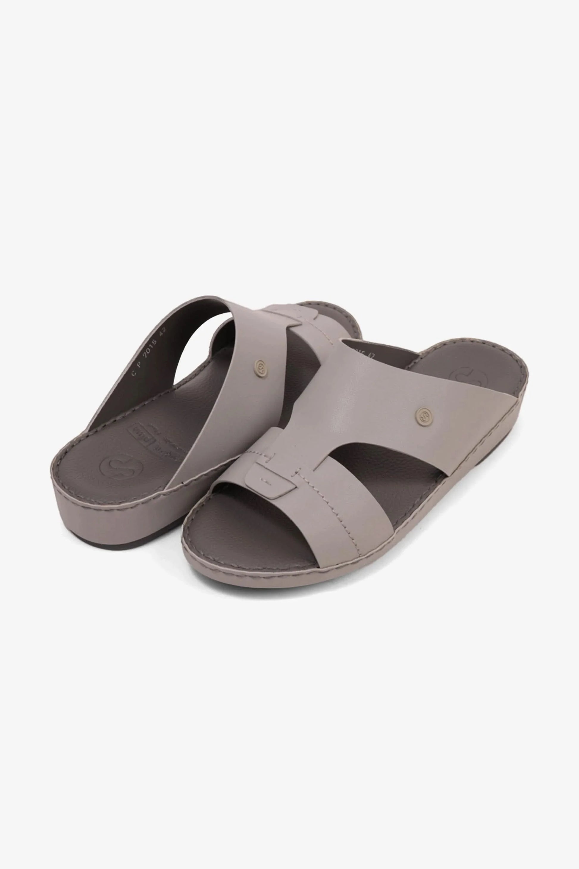 Comfort Plus Men's Matte Modern Leather Sandals Light Grey MSDCP7015