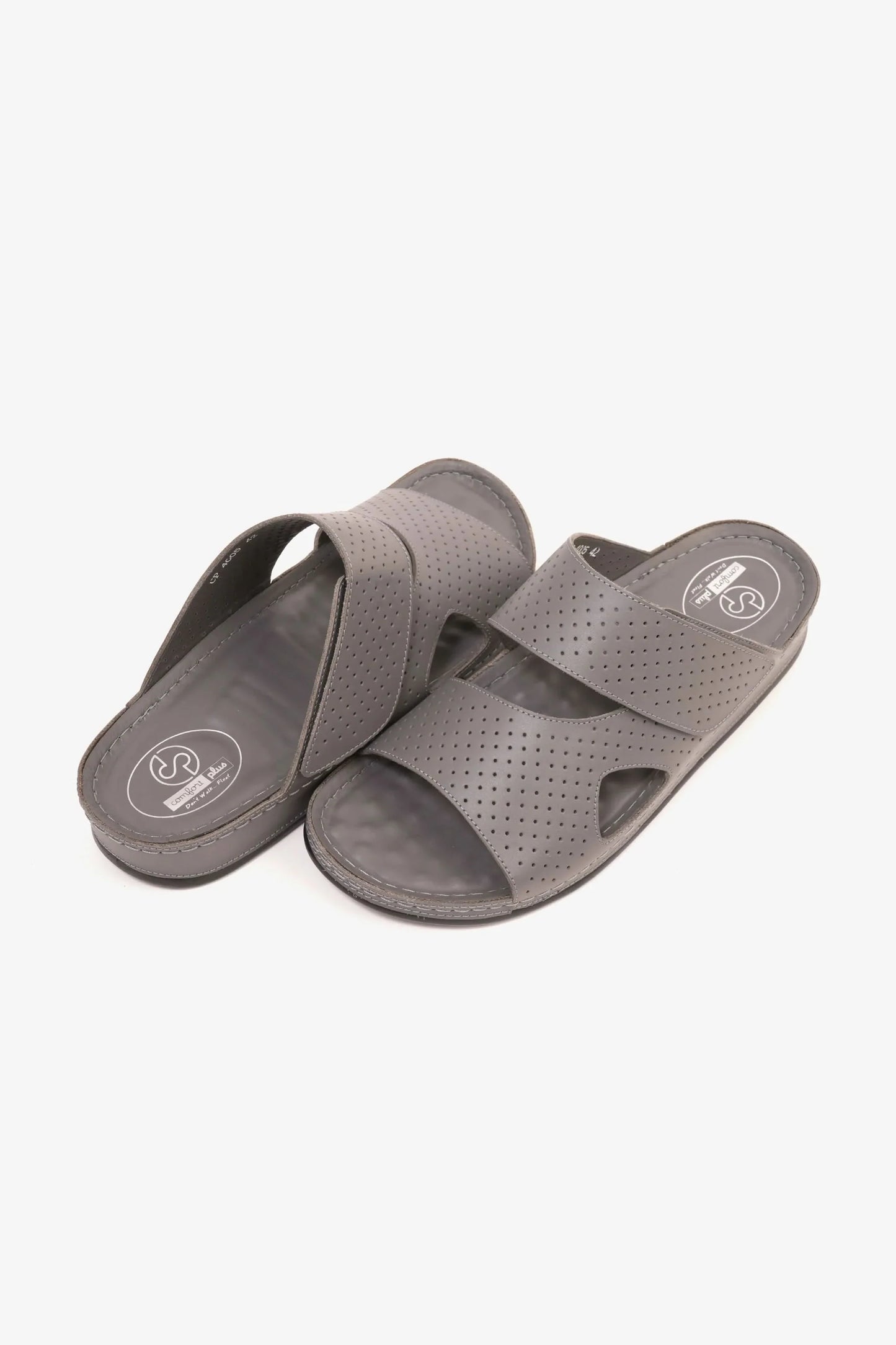 Comfort Plus Men's Al Waha Textured Slip-On Arabic Sandals Grey MSDCP4005