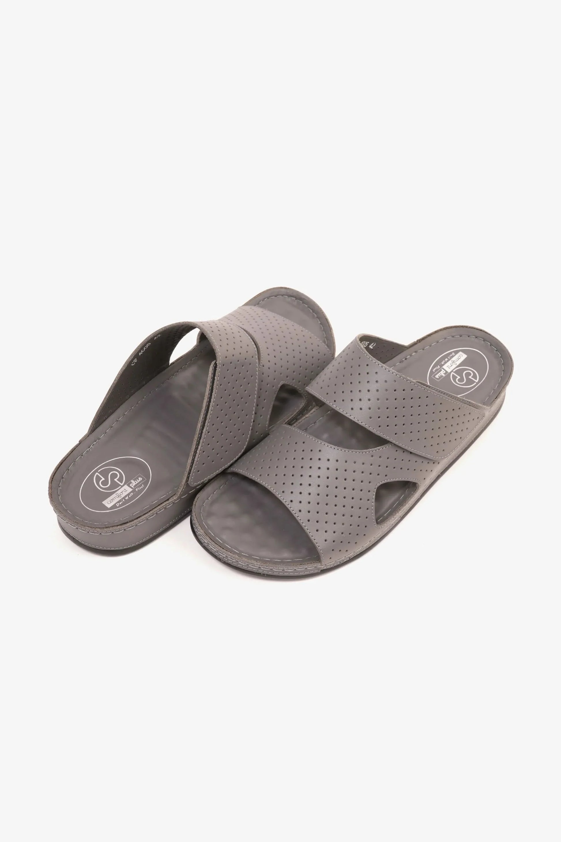 Comfort Plus Men's Al Waha Textured Slip-On Arabic Sandals Grey MSDCP4005
