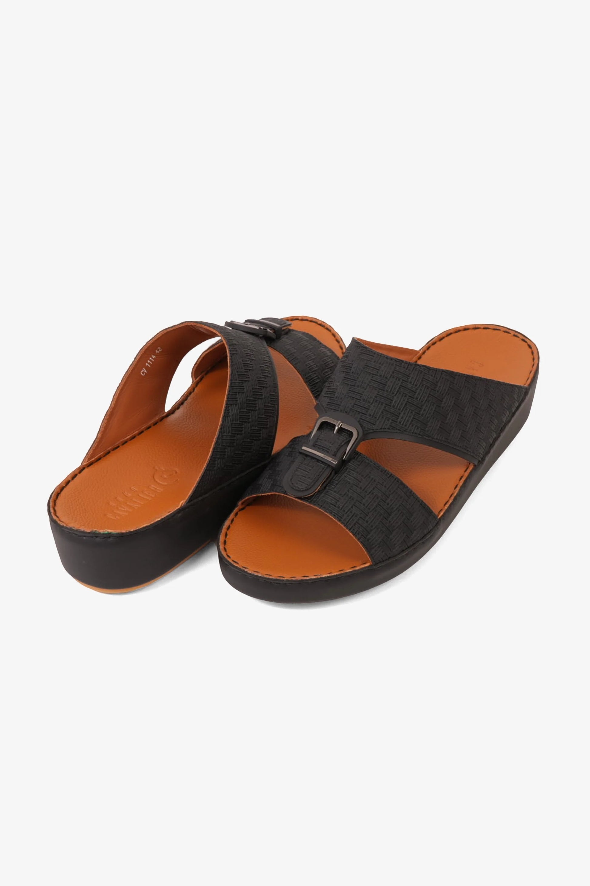 Cavalier Uomo Men's Premium Leather Arabic Sandals Black MSDCV1114