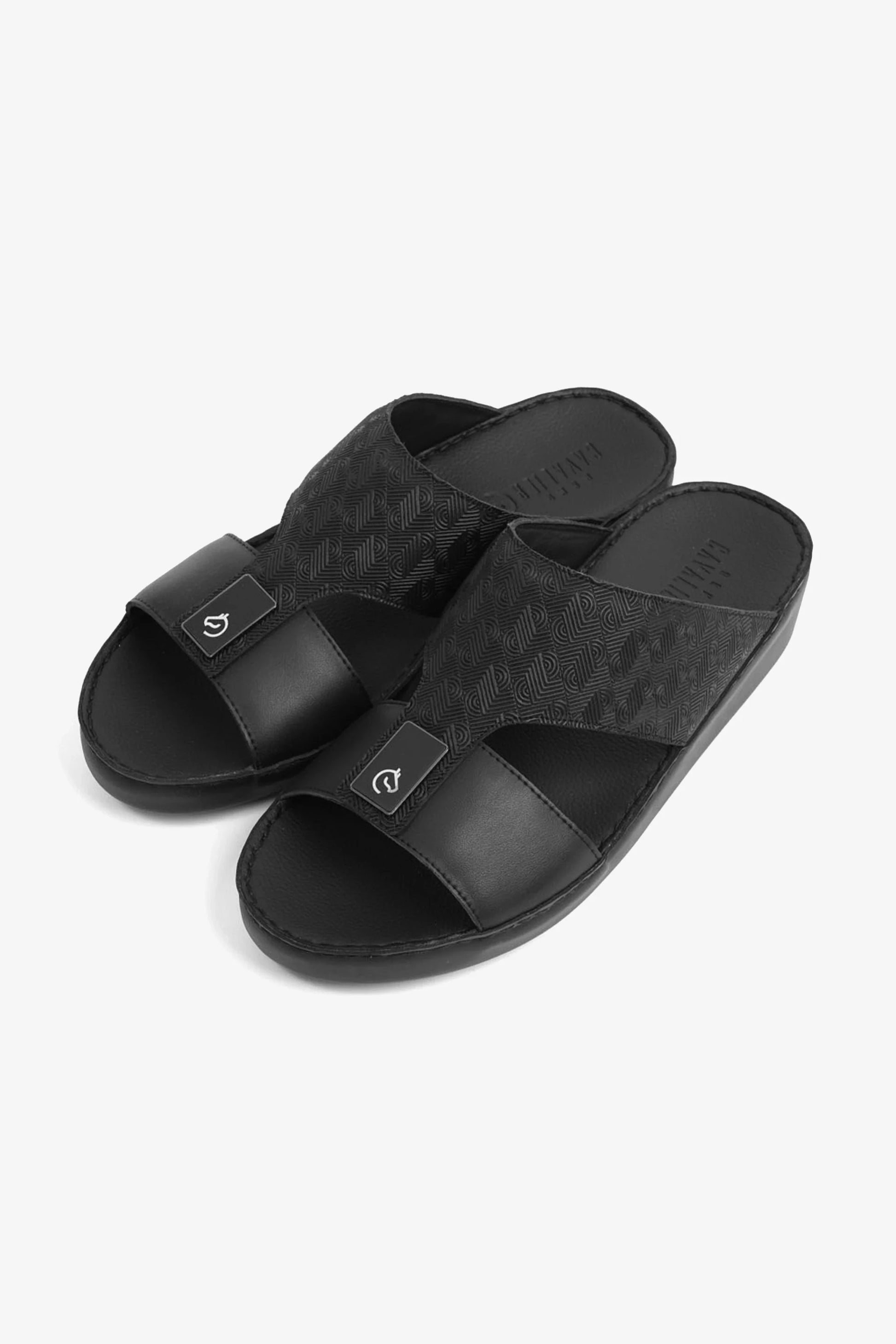 Cavalier Uomo Men's Modern Leather Arabic Sandals Black MSDCV1106