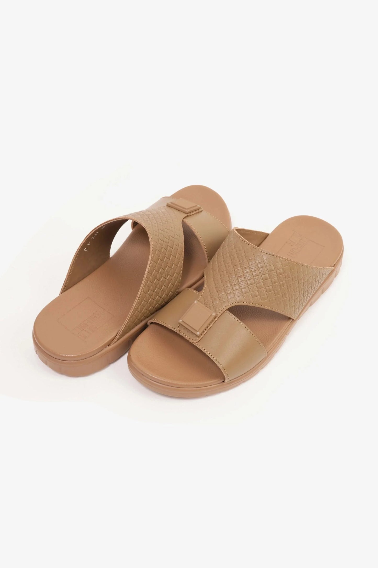 Comfort Plus Men's Embossed Leather Sandals Olive Brown MSDCP201
