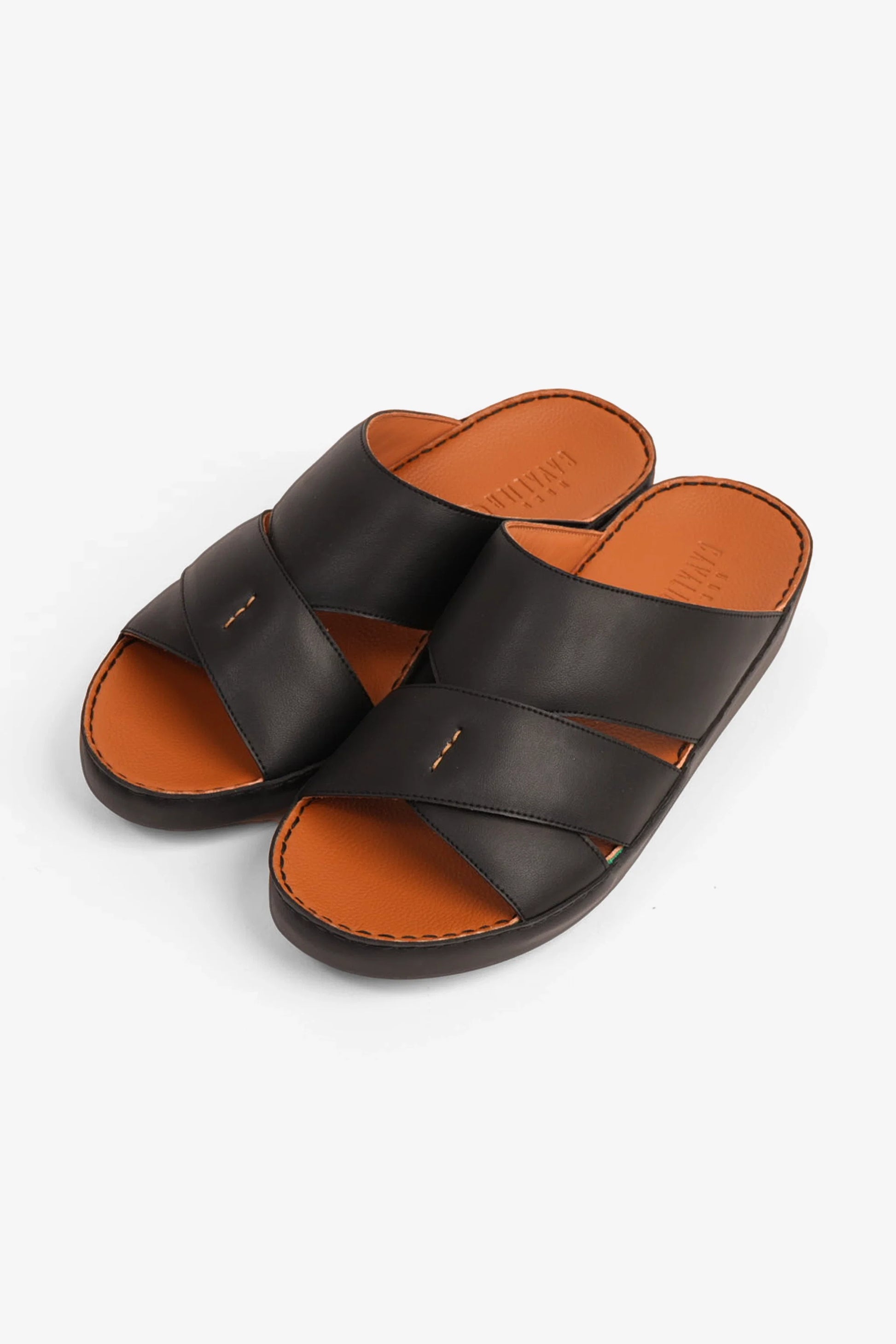 Cavalier Uomo Men's Leather Arabic Sandals Black MSDCV1108