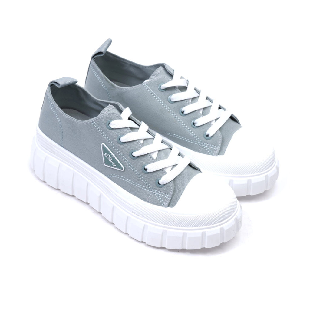 S. Oliver Women's Canvas Sneakers with Platform Sole Grey