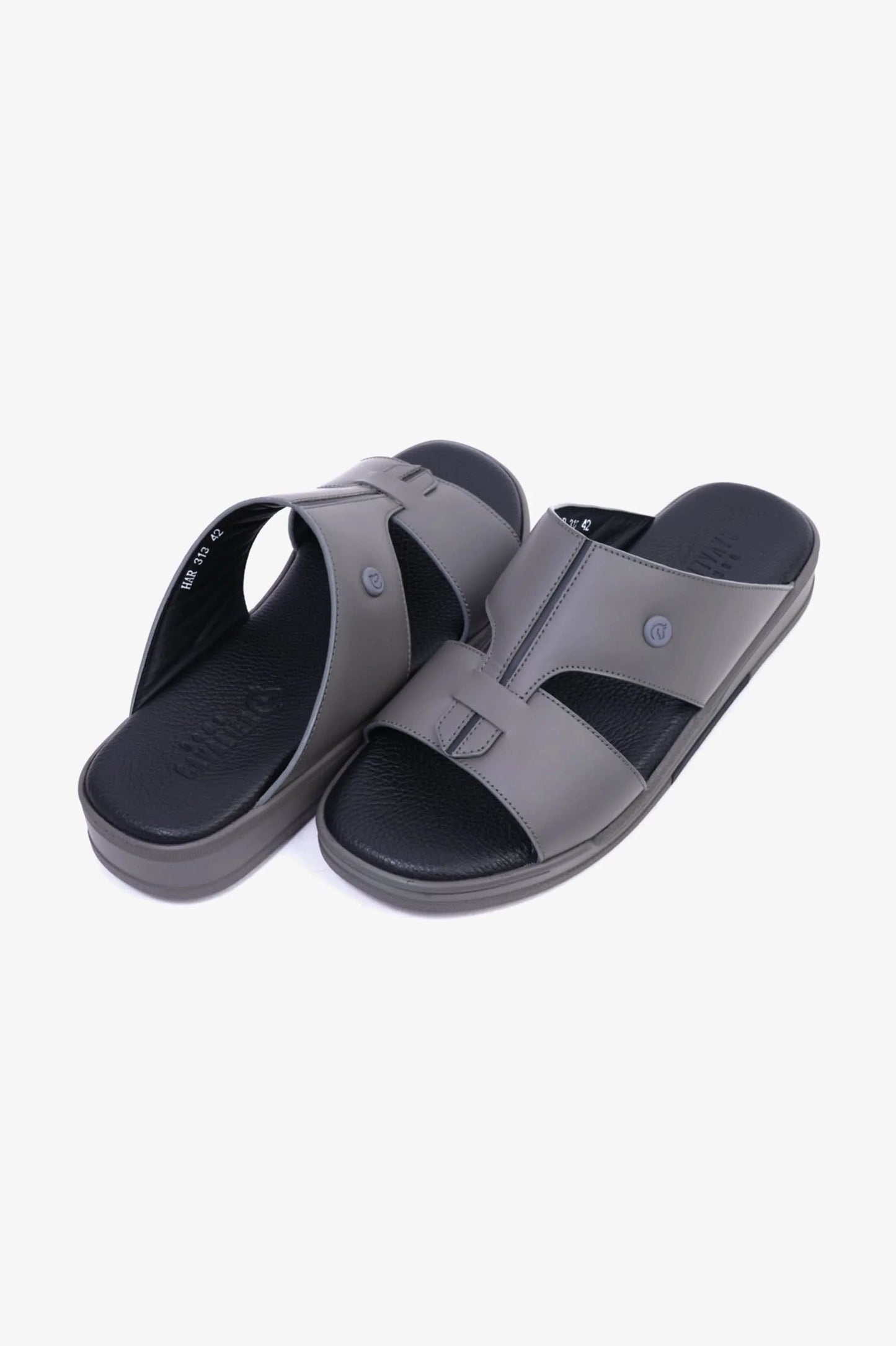Cavalier Uomo Men's Cut-Out Leather Sandals Grey MSDCVHAR313