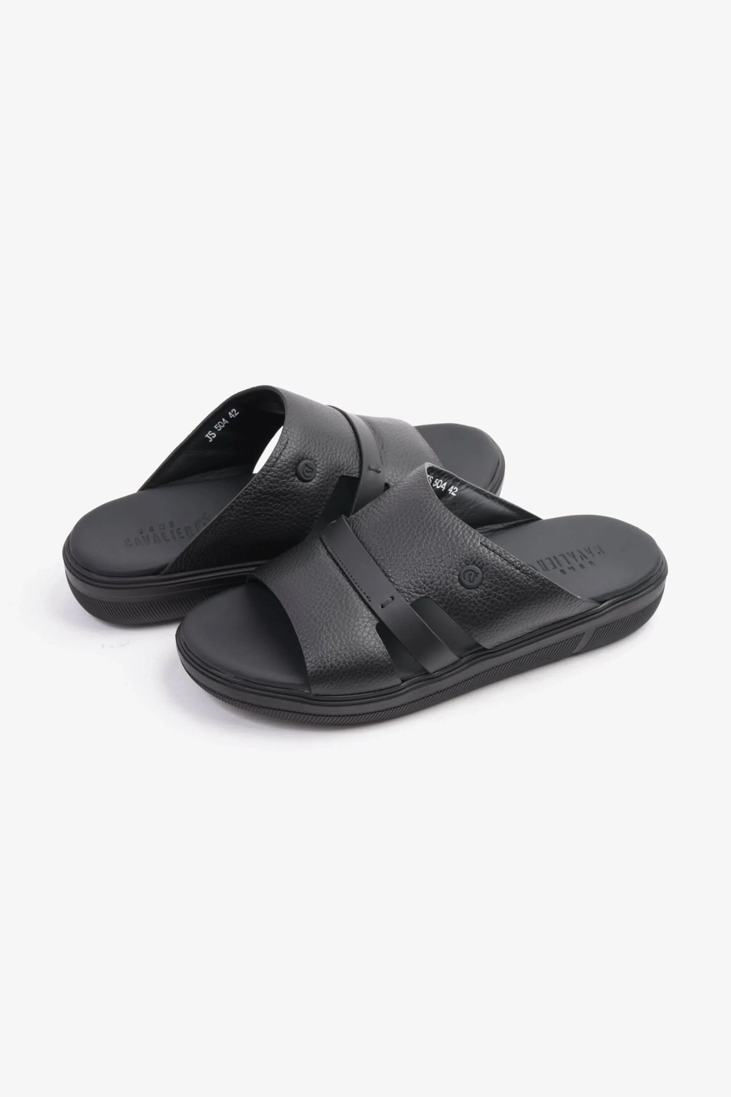 Cavalier Uomo Men's Crafted Genuine Leather Arabic Sandals Black MSDCVJS504