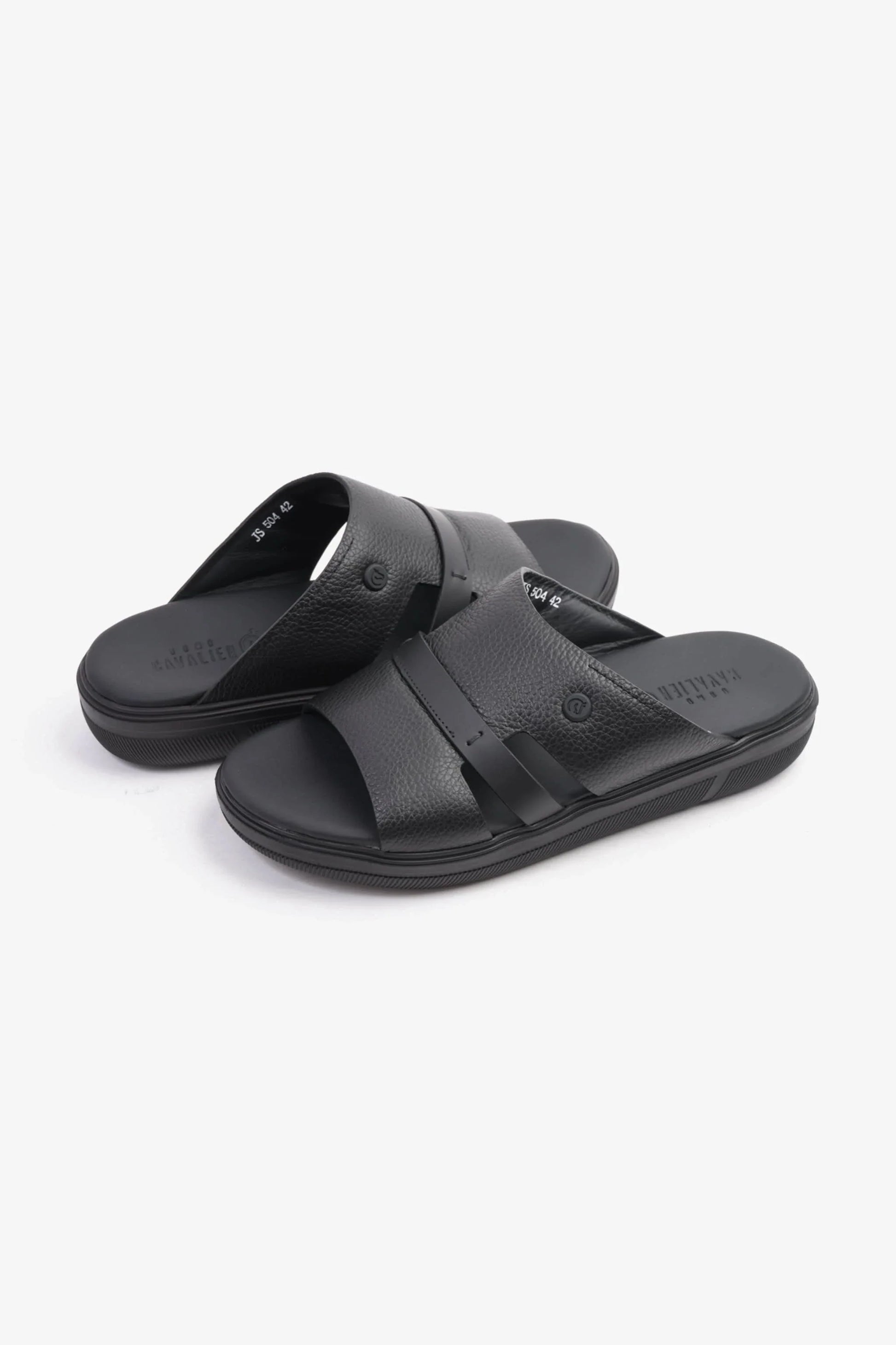 Cavalier Uomo Men's Crafted Genuine Leather Arabic Sandals Black MSDCVJS504