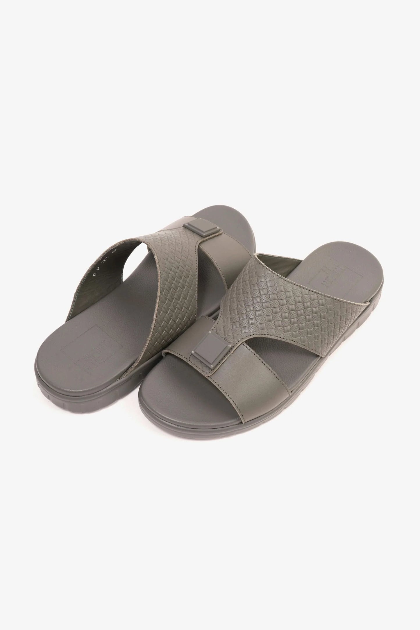 Comfort Plus Men's Embossed Leather Sandals Grey MSDCP201