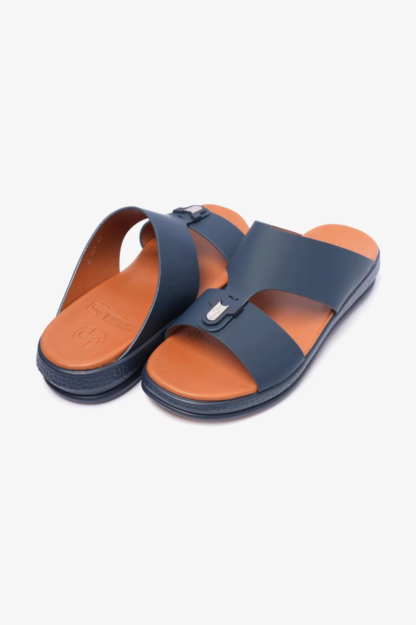 Comfort Plus Men's Buckle Leather Sandals Navy MSDCPD101