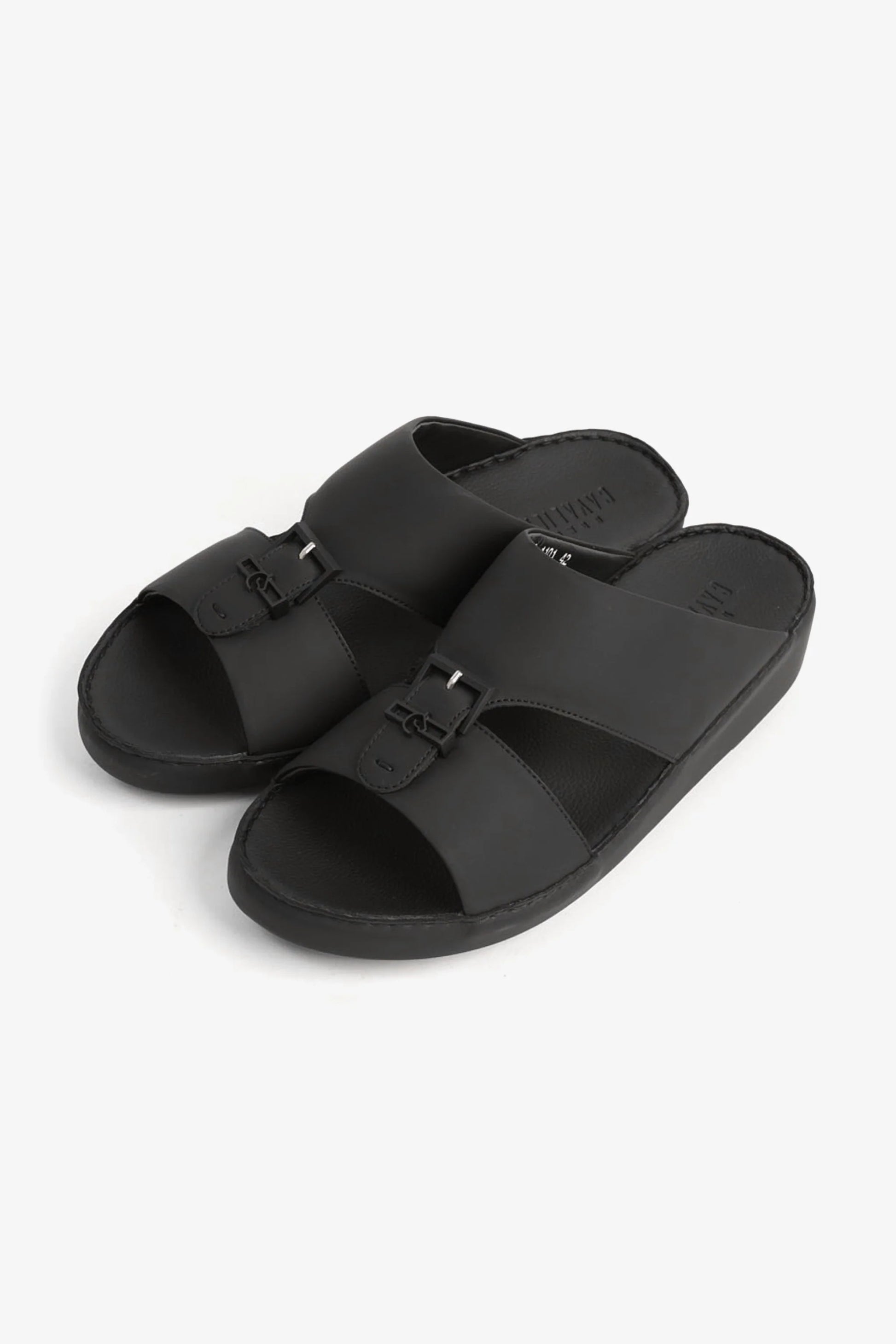 Cavalier Uomo Men's Embossed Leather Arabic Sandals Black MSDCV1101