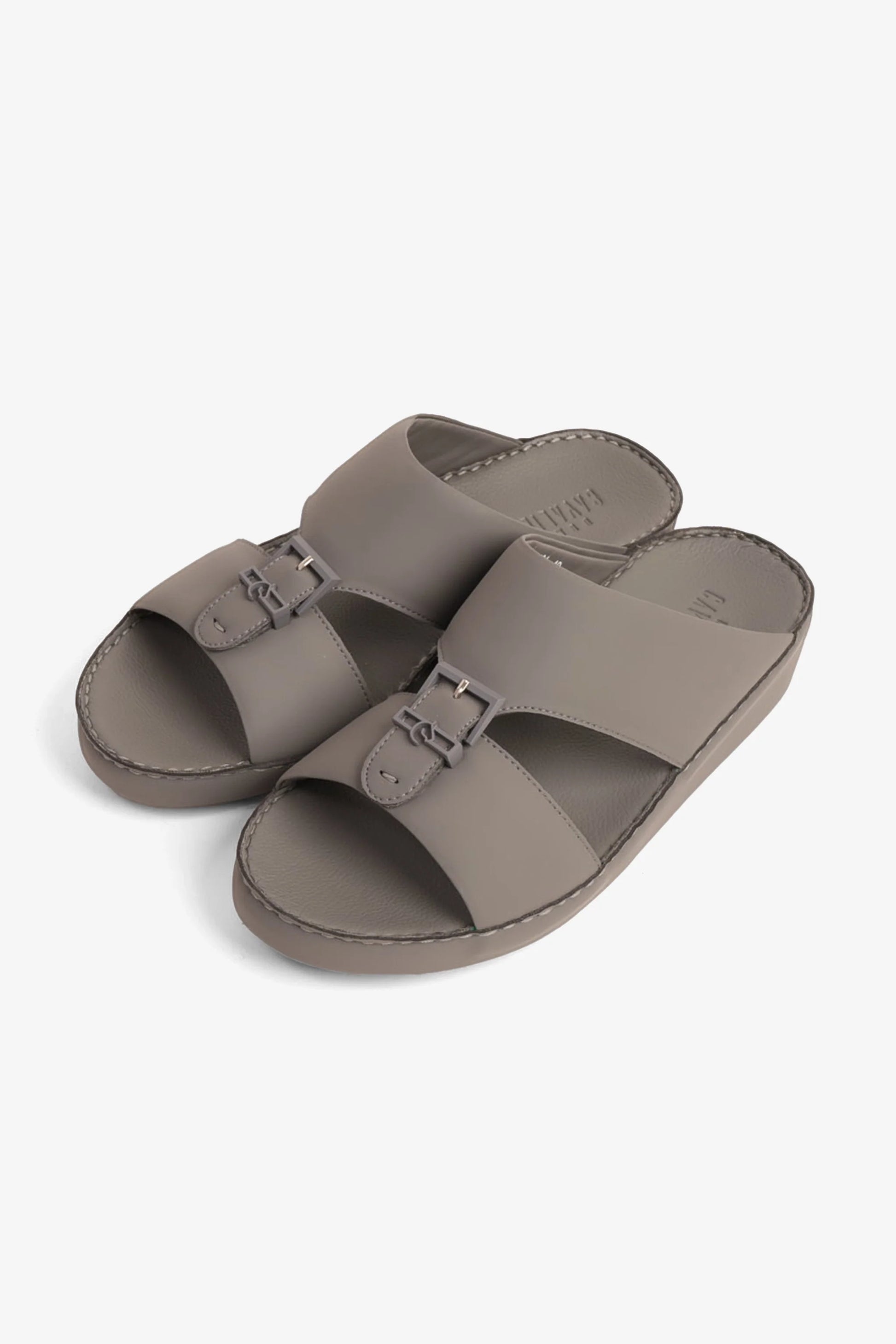 Cavalier Uomo Men's Embossed Leather Handstitched Arabic Sandals Grey MSDCV1101
