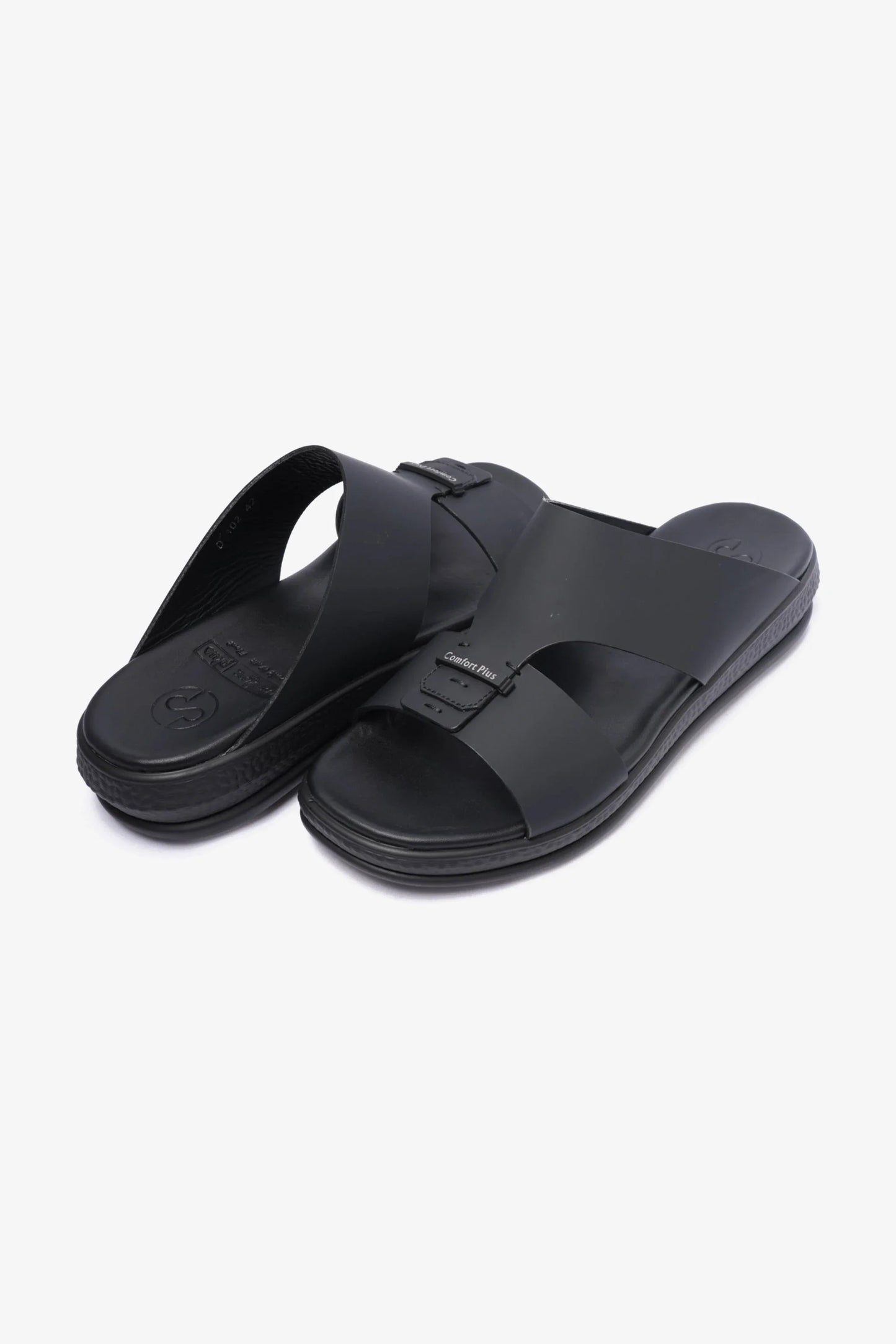 Comfort Plus Men's Stylish Matte Leather Sandals Black MSDCPD102