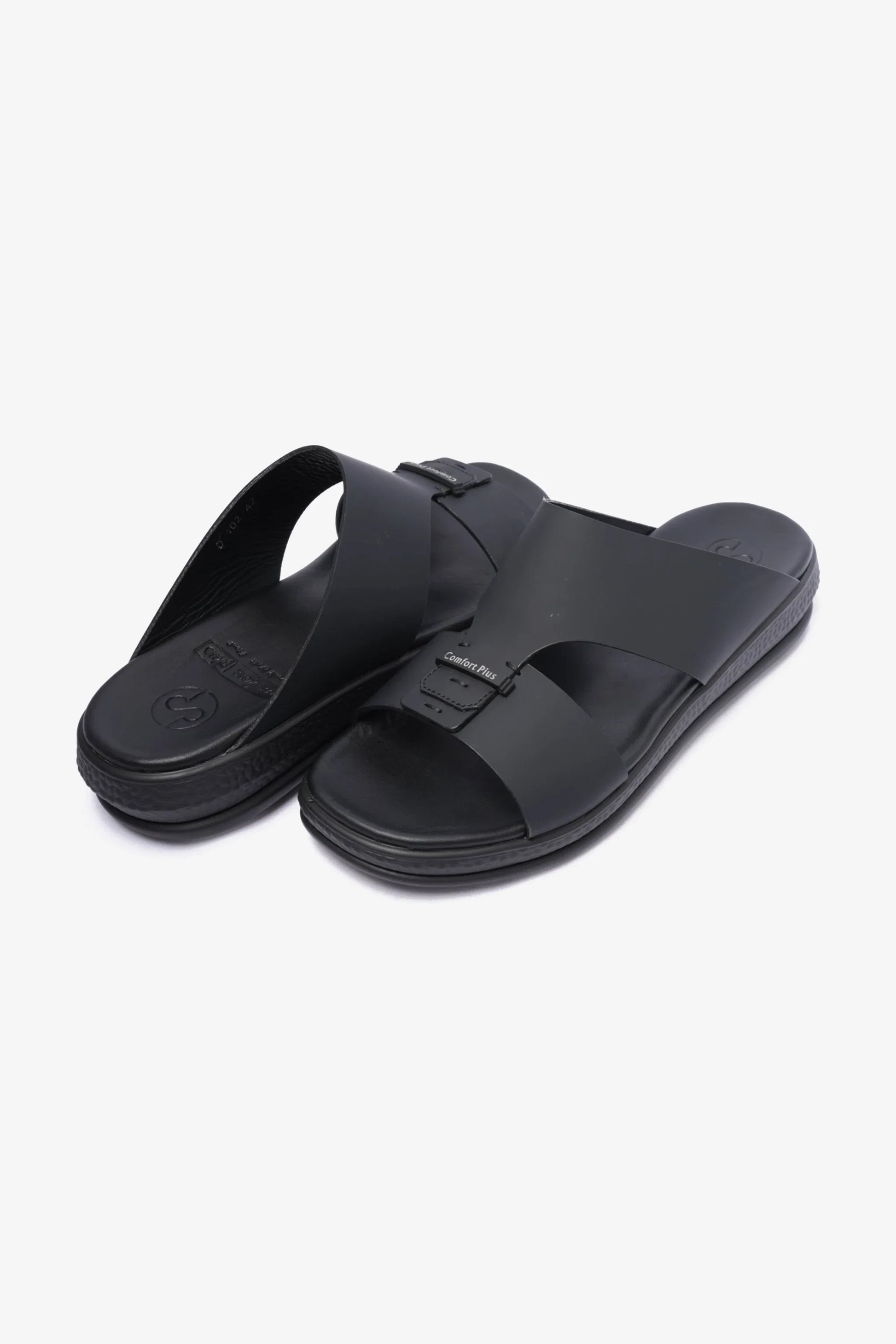 Comfort Plus Men's Stylish Matte Leather Sandals Black MSDCPD102
