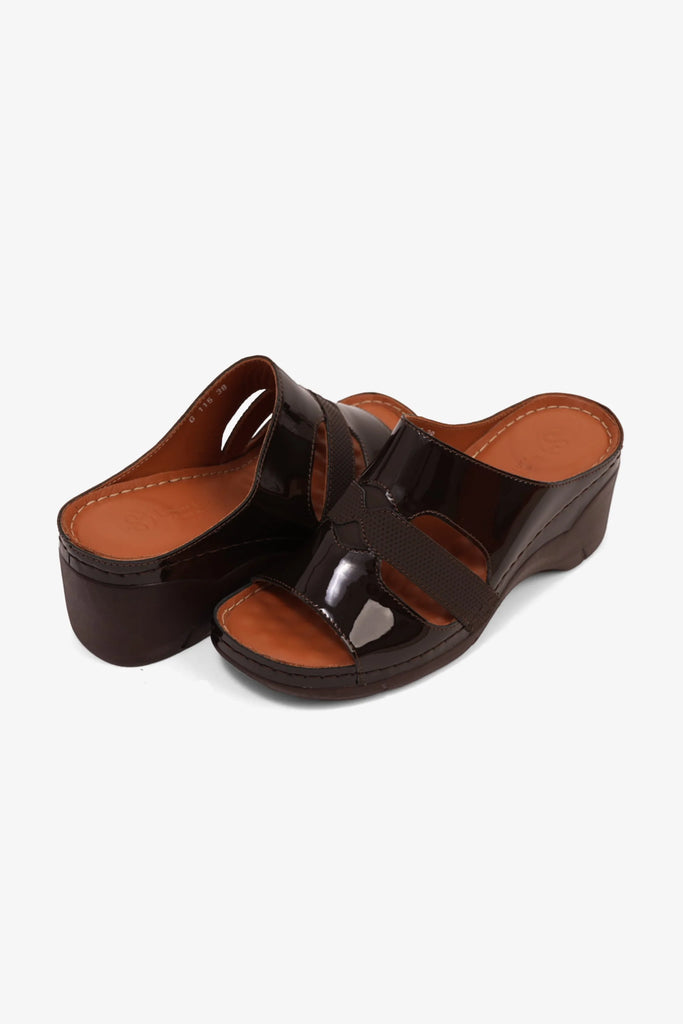 Comfort Plus Women's High Heel Arabic Sandals Brown GG115