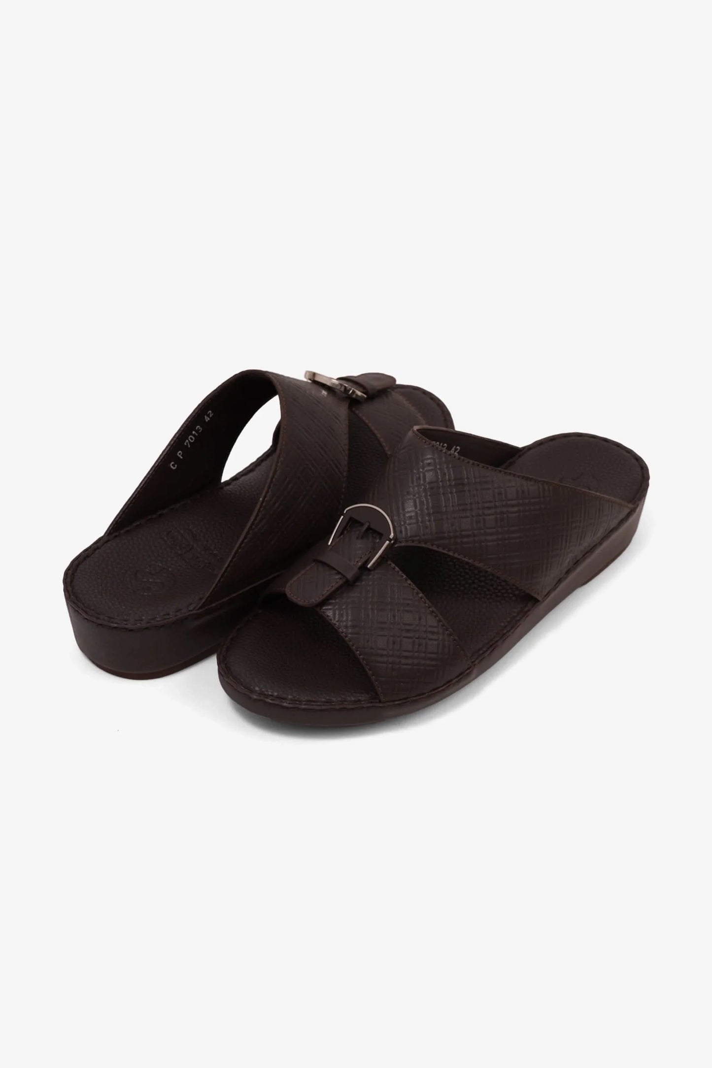 Comfort Plus Men's Cushioned Leather Arabic Sandals Brown MSDCP7013
