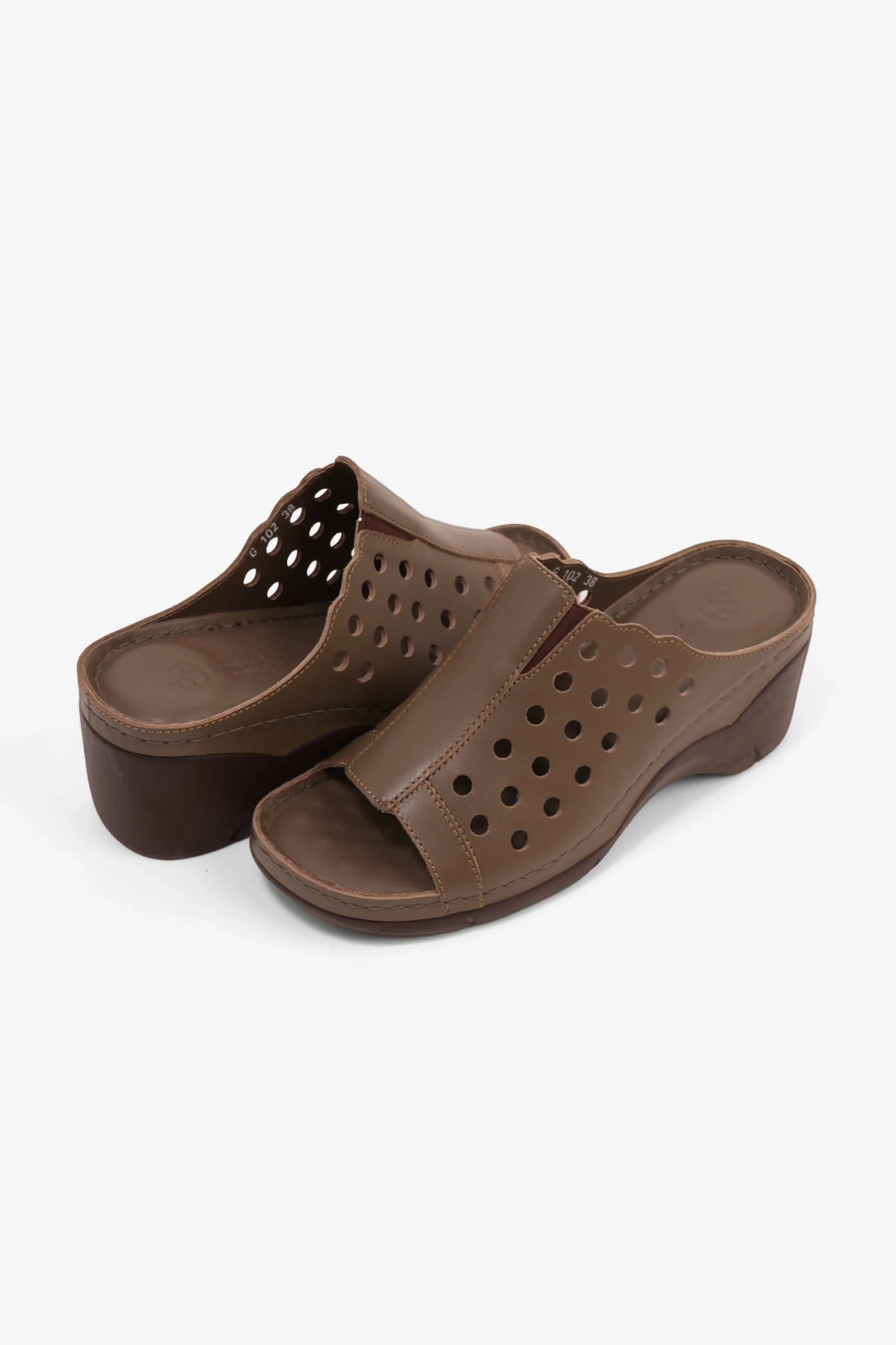 Comfort Plus Women's Perforated Wedge Sandals Truffle LSDCPGG102