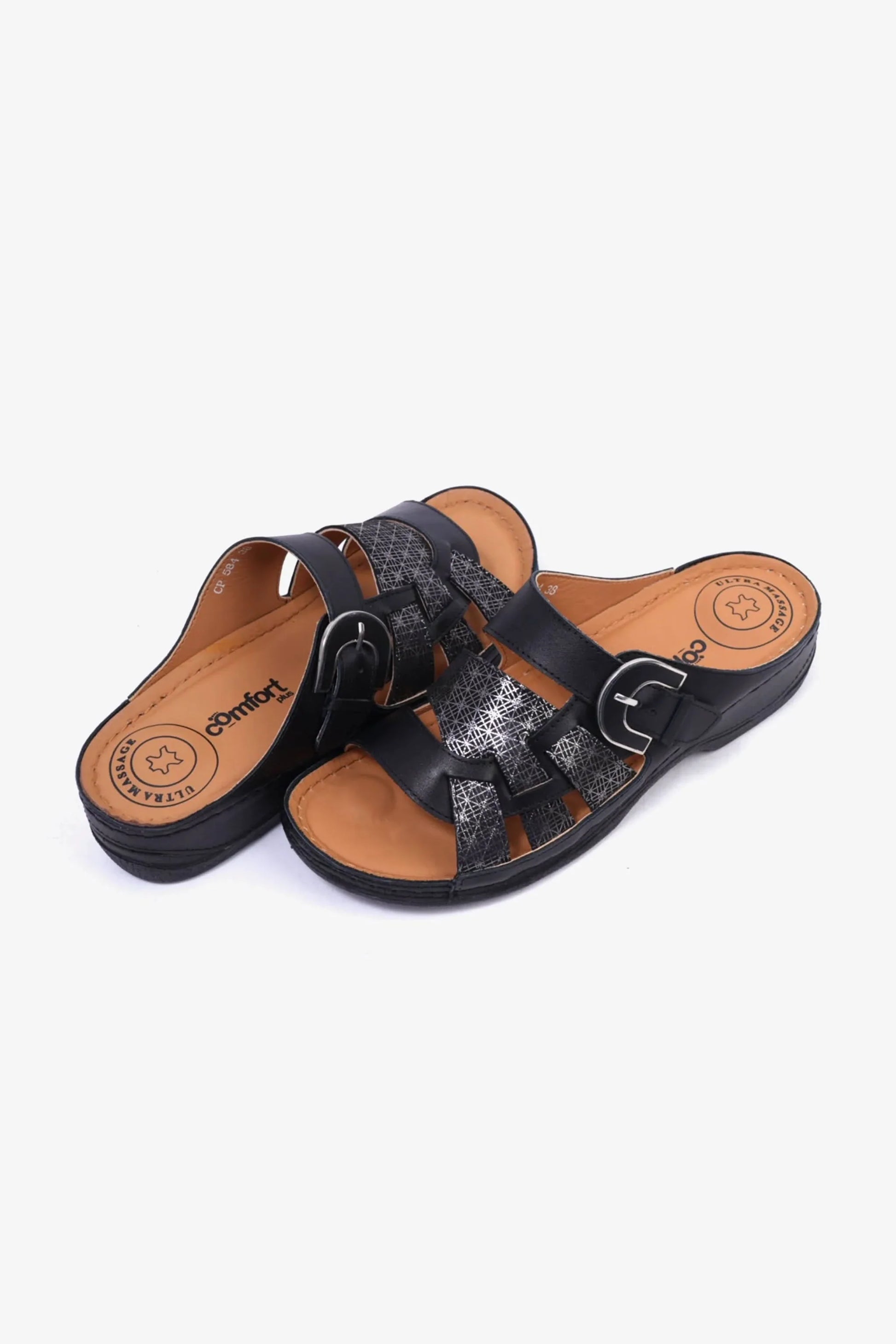 Comfort Plus Women's Mid Heel Sandals Black LSDCP584