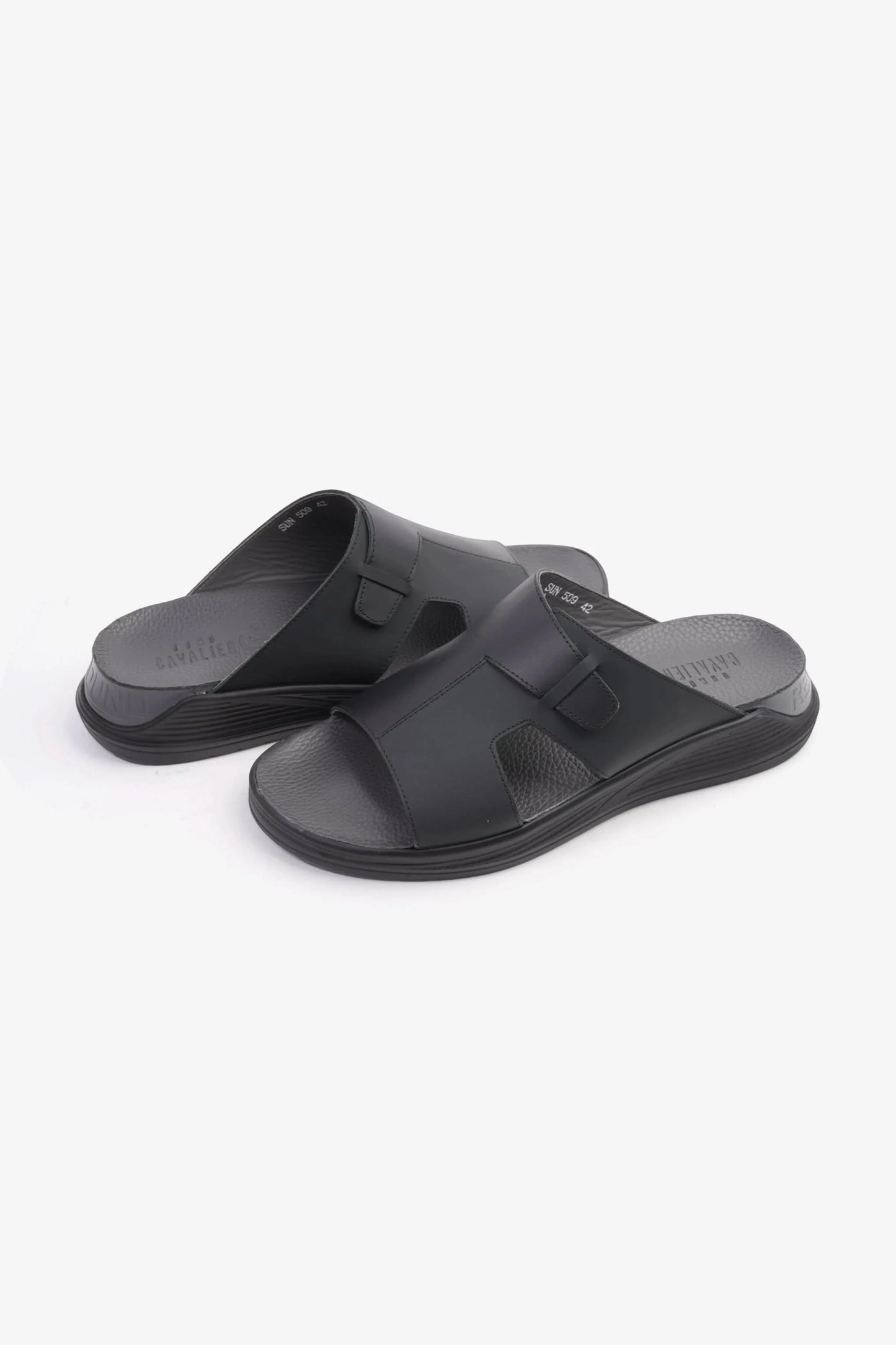 Cavalier Uomo Men's Arabic Buckle Straps Sandals Black MSDCVSUN509