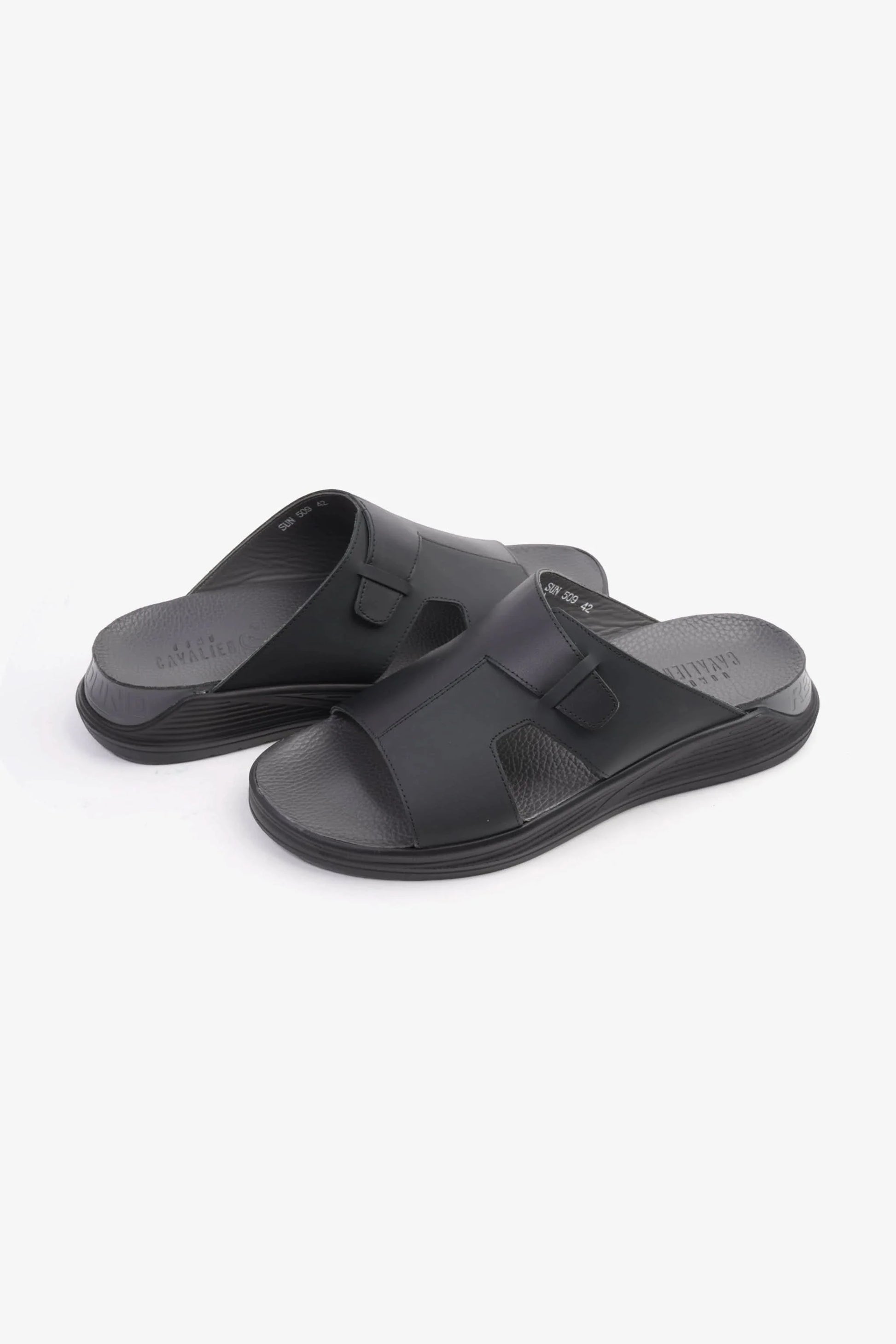 Cavalier Uomo Men's Arabic Buckle Straps Sandals Black MSDCVSUN509